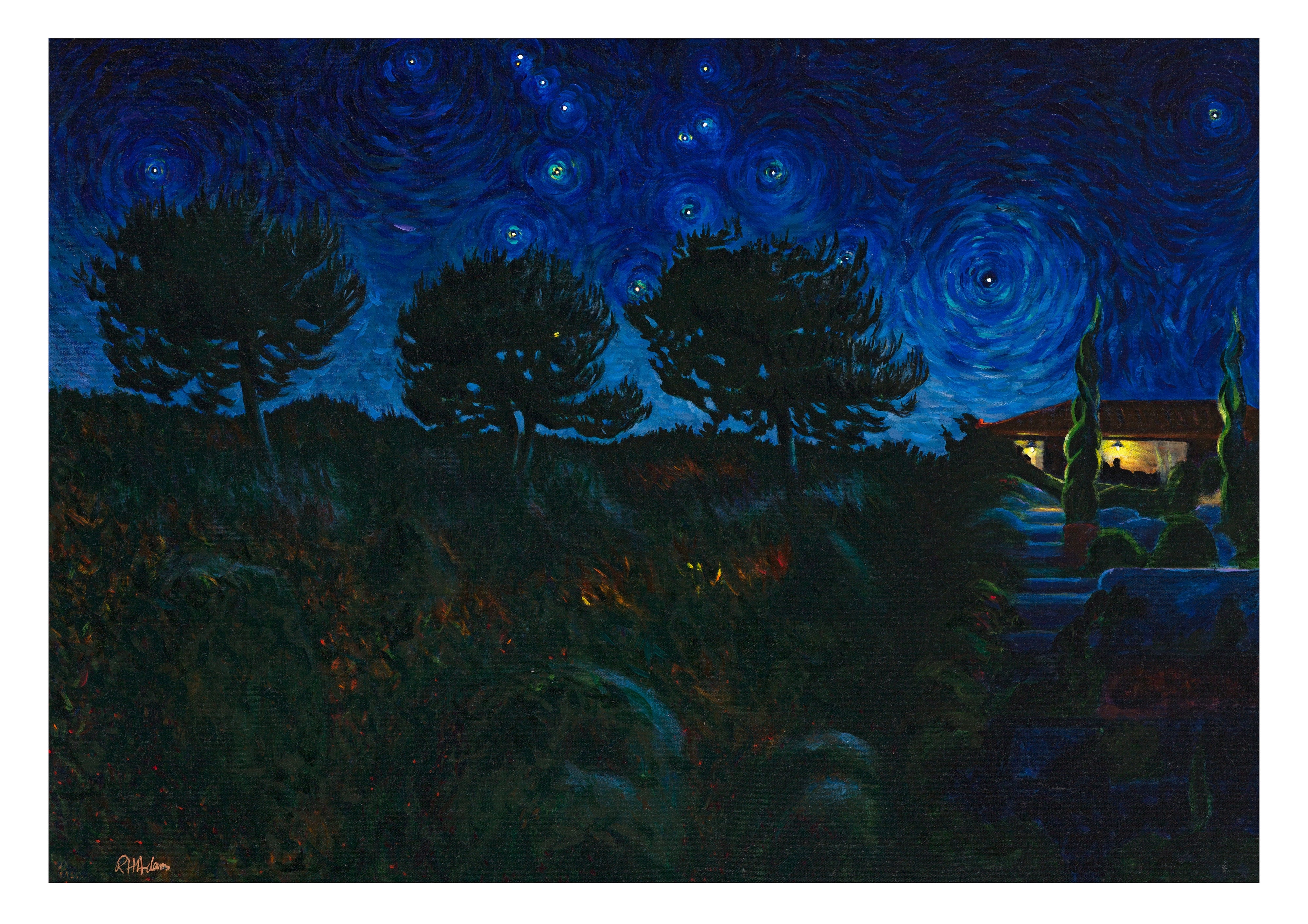 Landscape Travel 'MOONLIT STEPHOUSE IN ATTICAS' - Print Adams, Ronald Harry