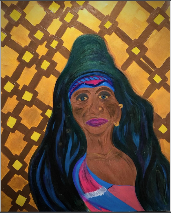 Contemporary Figurative 'MOTHER OF THE MIDDLE EAST' - Acrylic on canvas, acrylic wax, varnish Elena Suprema