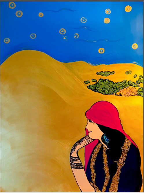 Contemporary Figurative 'NIGHT AT THE OASIS' - Acrylic on canvas, varnish Elea Jane