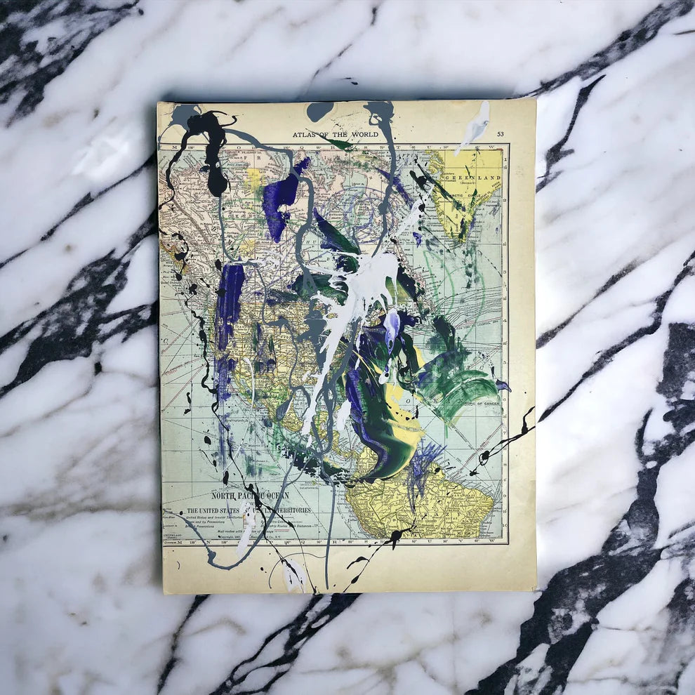 Abstract Mixed Media Painting 'NORTH PACIFIC WANDERLUST SIGNED #8' - Mixed Media Abstract Painting Sam Lewis