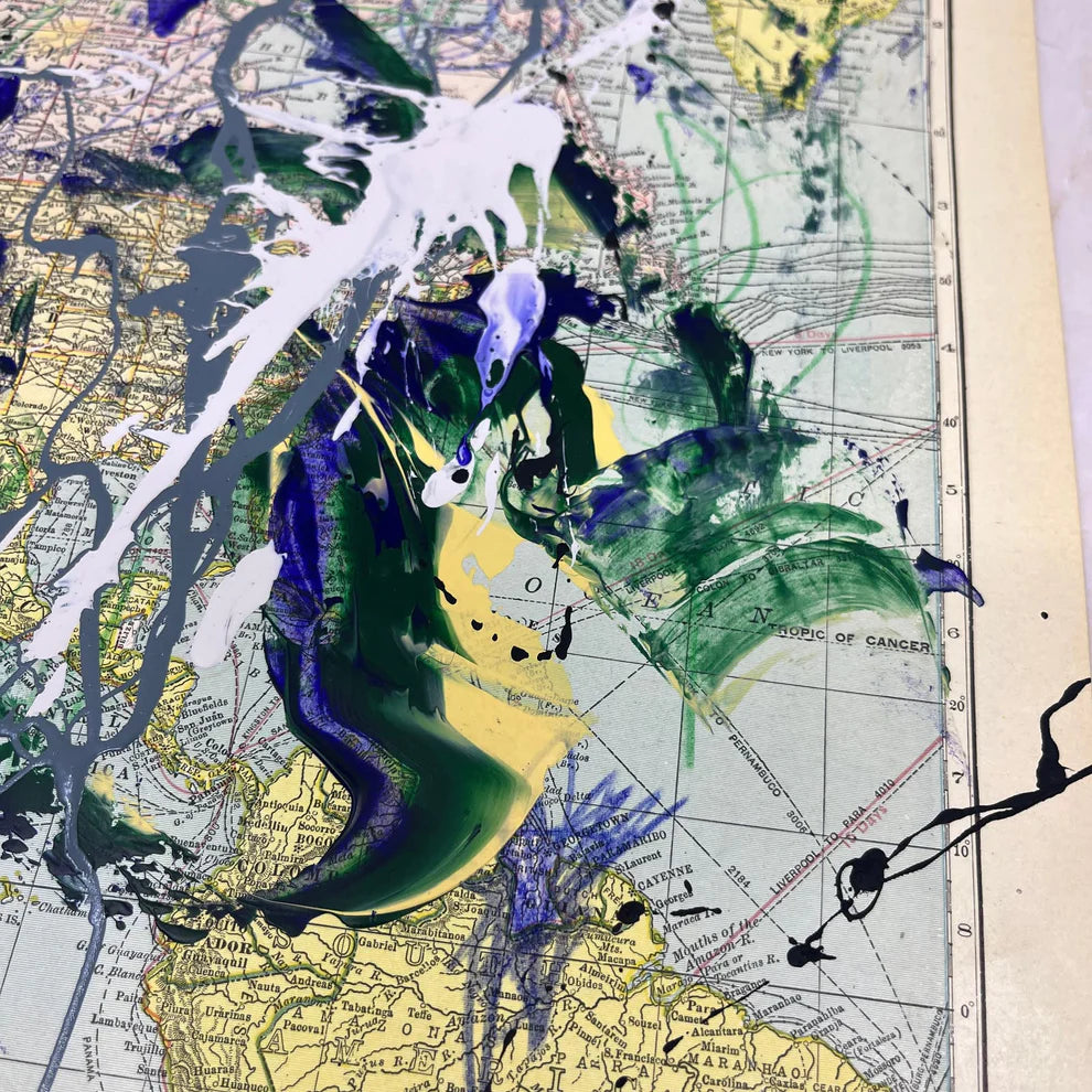 Abstract Mixed Media Painting 'NORTH PACIFIC WANDERLUST SIGNED #8' - Mixed Media Abstract Painting Sam Lewis