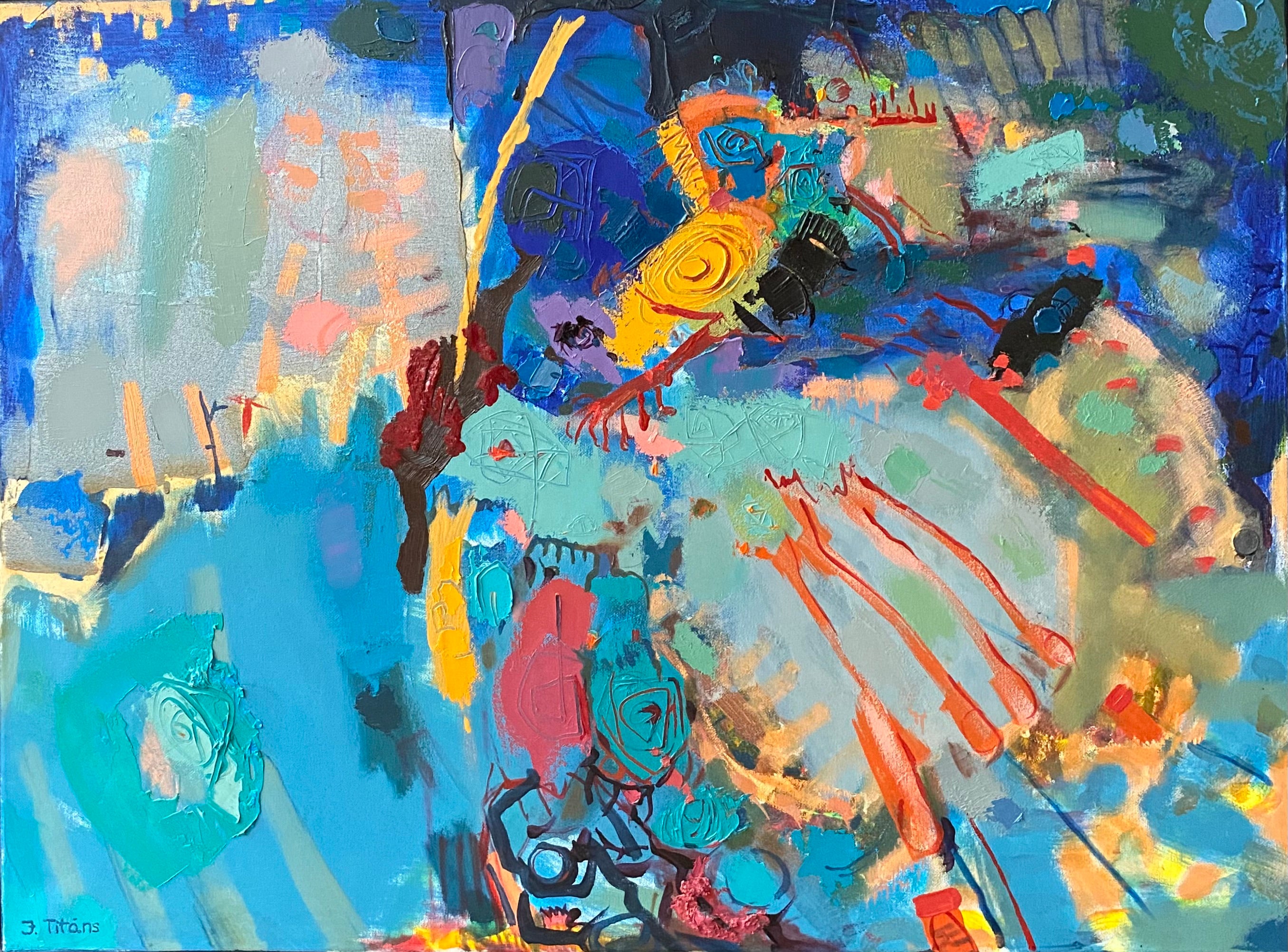 Oil 'SEVEN WORLDS' - Oil on Canvas Janis Titans