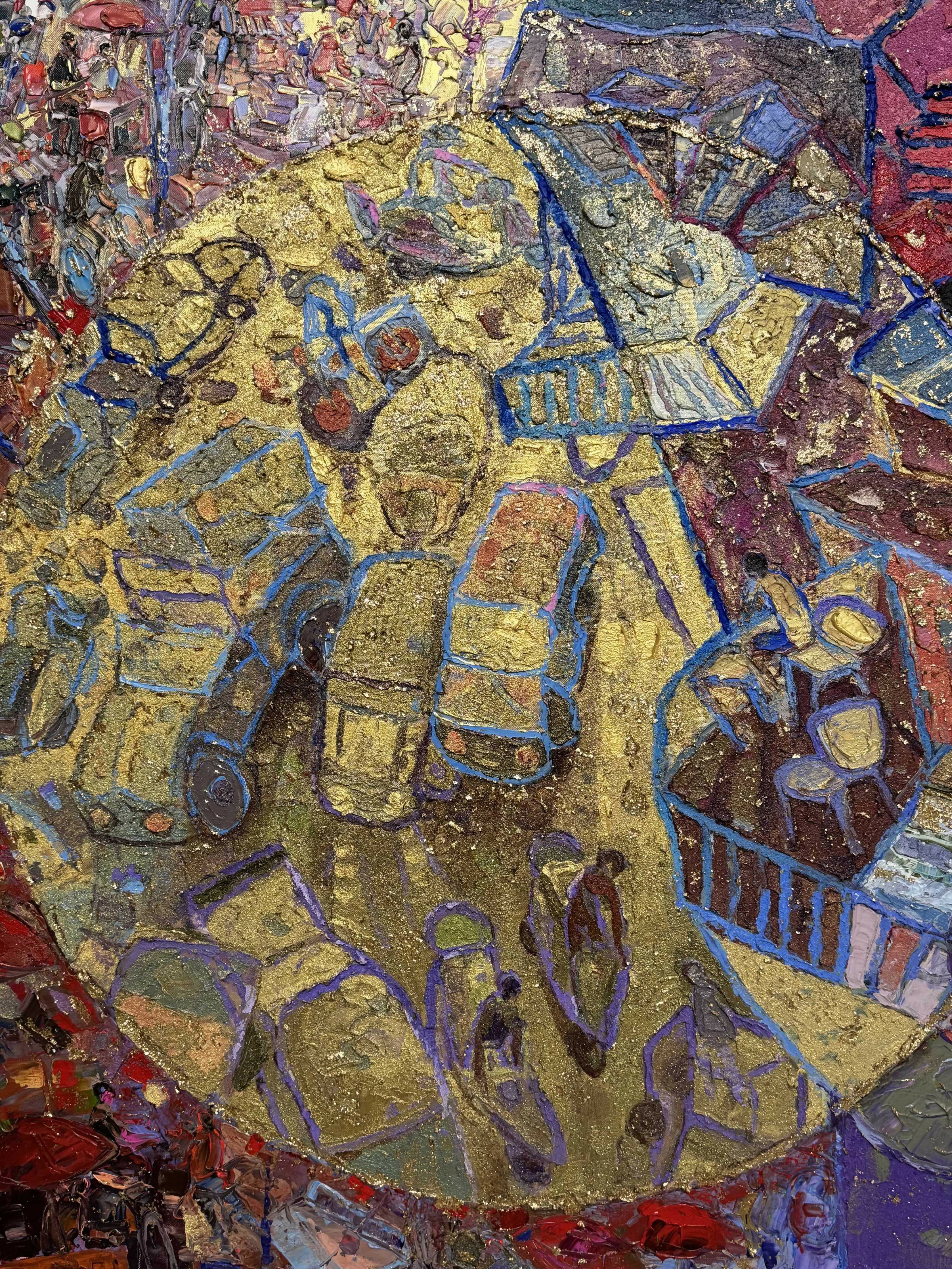 Abstract Acrylic Art Cityscape Contemporary Expressionist Landscape Painting Visionary Delhi-06 TEJINDER KANDA