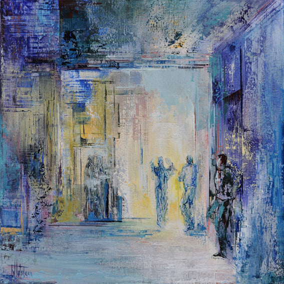 Contemporary Expressionist Figurative Oil Painting 'HAPPY HIPPIE' - Oil on Canvas Toos van Holstein