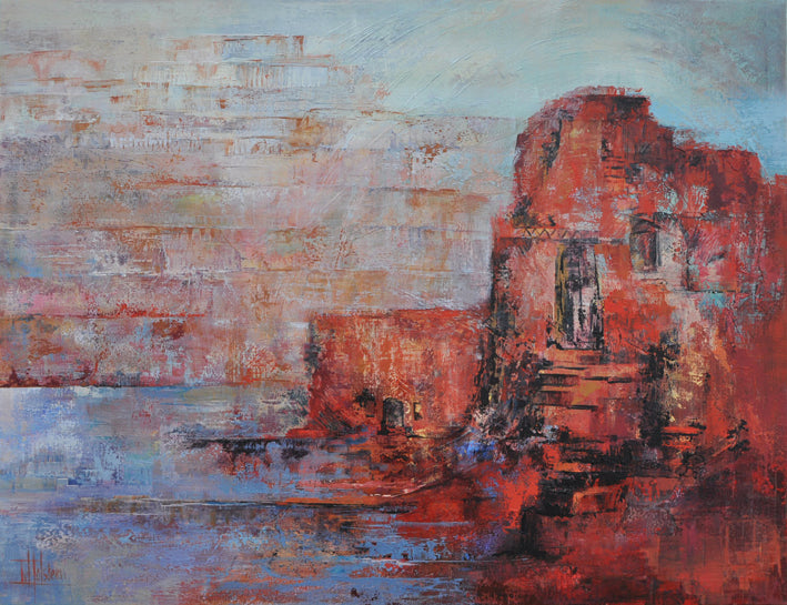 Contemporary Expressionist Figurative Oil Painting 'LAYERS OF THE PAST' - Oil on Canvas Toos van Holstein