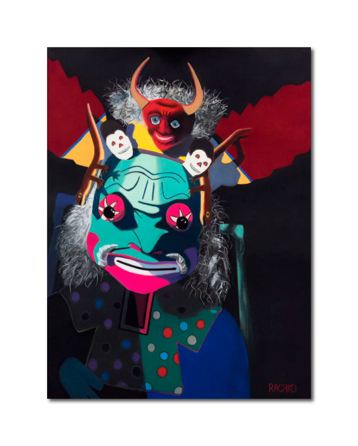 Acrylic Expressionist Figurative Painting Surrealism "ORACLE - BOLIVIANOS" Soft Pastel on Sandpaper Barbara Rachko