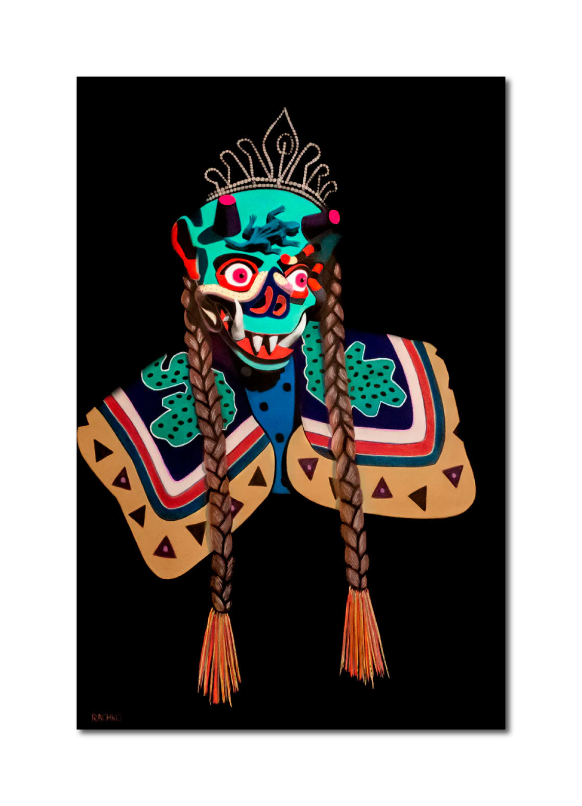 Acrylic Expressionist Figurative Painting Surrealism "OVERLORD - BOLIVIANOS" Soft Pastel on Sandpaper Barbara Rachko