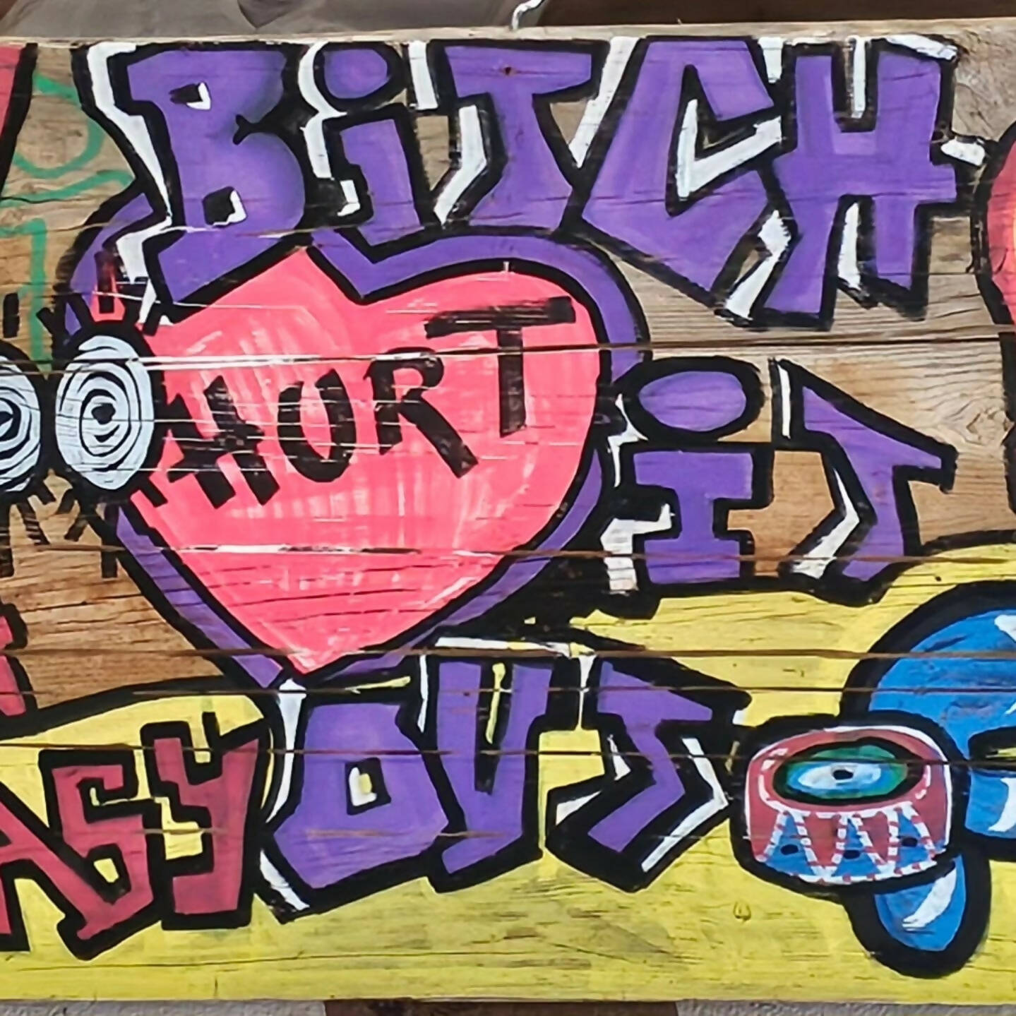 Acrylic 'BITCH IT OUT' - Acrylic on wooden panel Christopher Stone