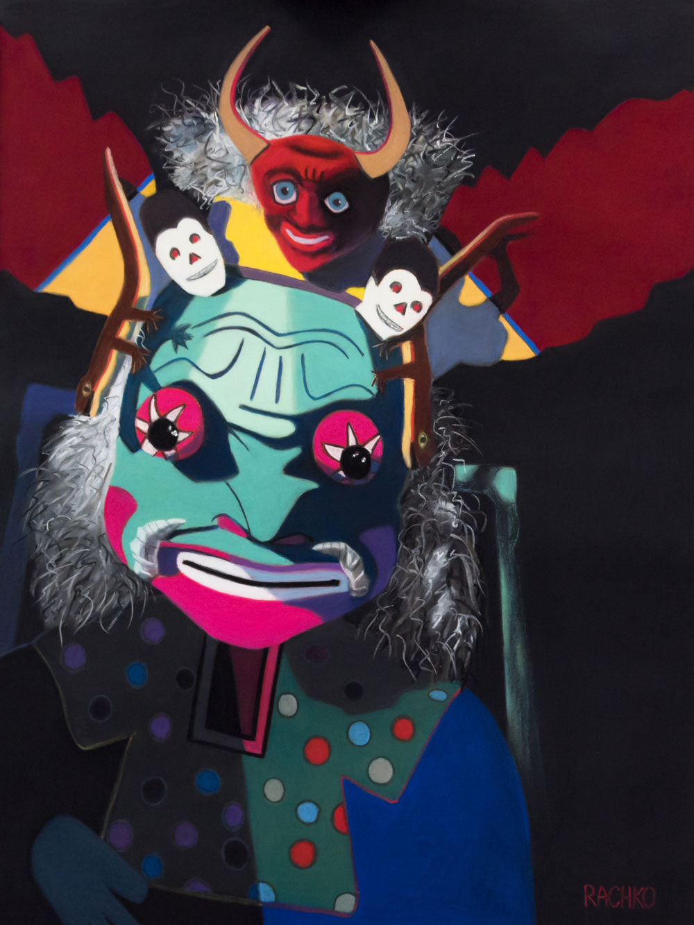 Acrylic Expressionist Figurative Painting Surrealism "ORACLE - BOLIVIANOS" Soft Pastel on Sandpaper Barbara Rachko