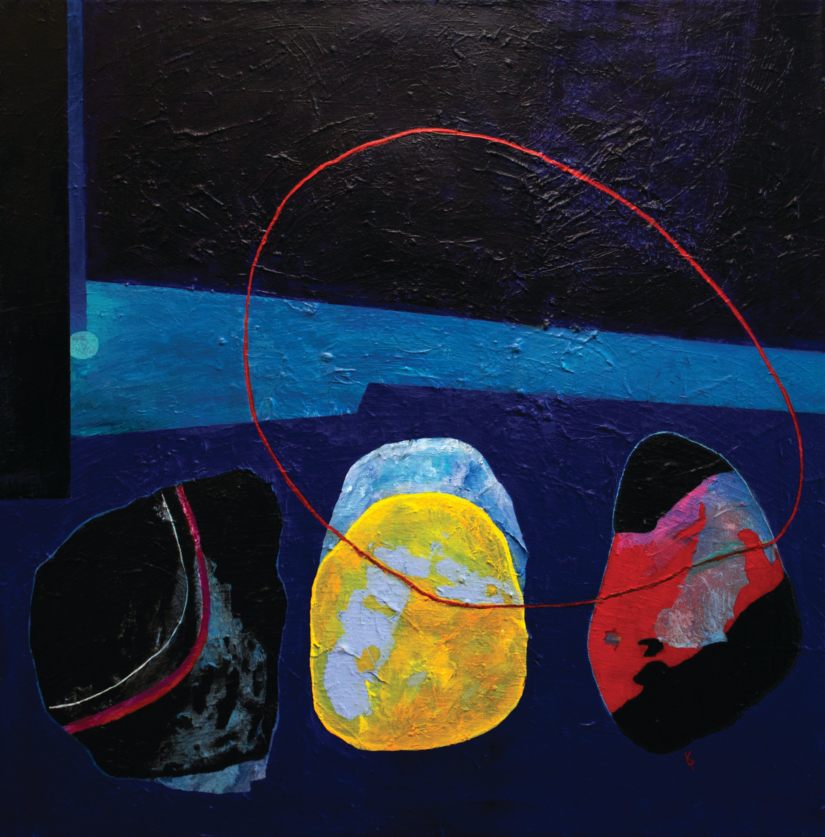 Acrylic Collage 'ORACLE' - Acrylic, Rice Paper, Collage, Gel on Canvas Karin Batten