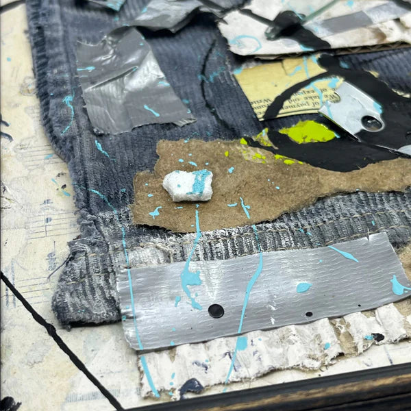 Abstract Collage Painting 'ORIGINAL FRAMED ABSTRACT ART FOUND OBJECT ASSEMBLAGE COLLAGE ORIGINAL' Sam Lewis