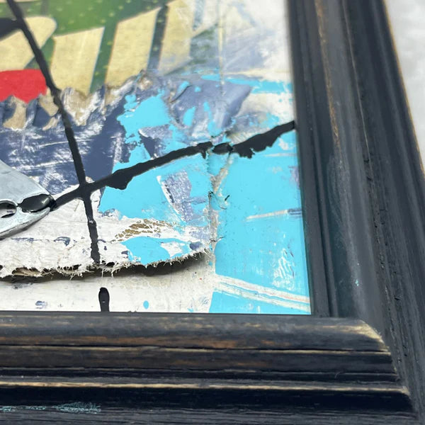 Abstract Collage Painting 'ORIGINAL FRAMED ABSTRACT ART FOUND OBJECT ASSEMBLAGE COLLAGE ORIGINAL' Sam Lewis