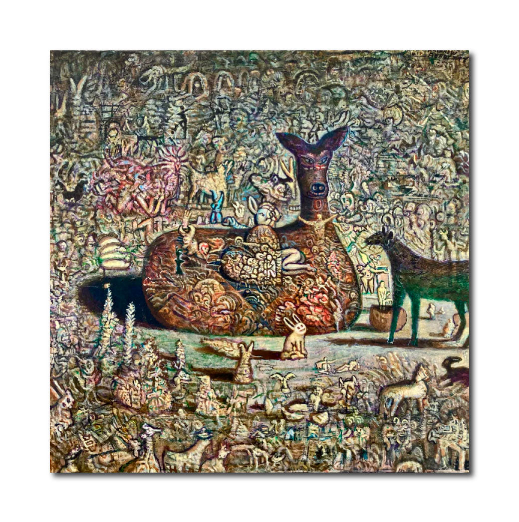 Acrylic Contemporary Landscape Painting Psychedelic Surrealism 'PSYCHEDELIC NATIVITY' - Acrylic on Canvas Andrew Abbott