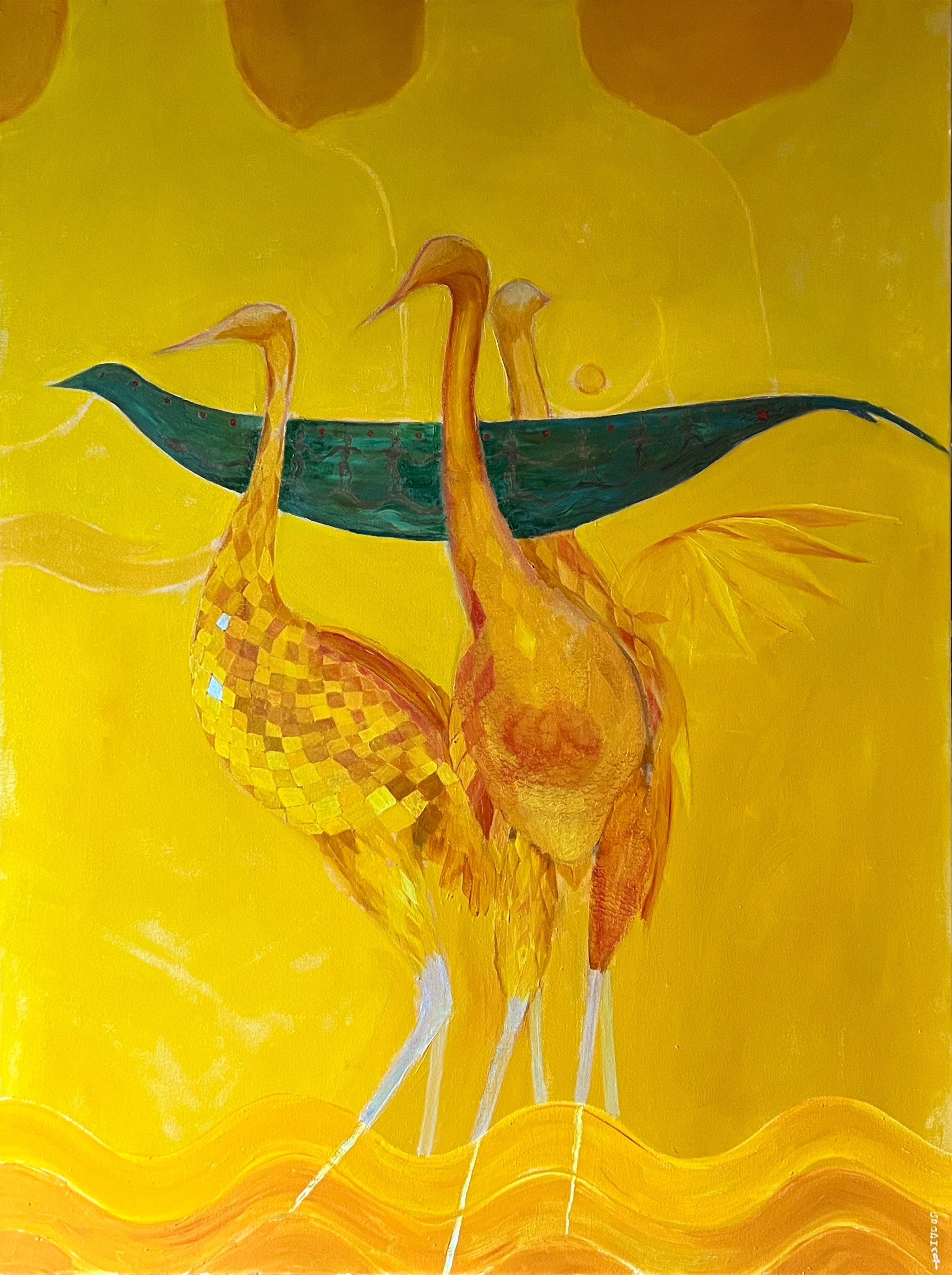 Figurative Oil 'PERIRRHANTERION, YELLOW & GREEN' - Oil on Canvas Laurie Goodhart