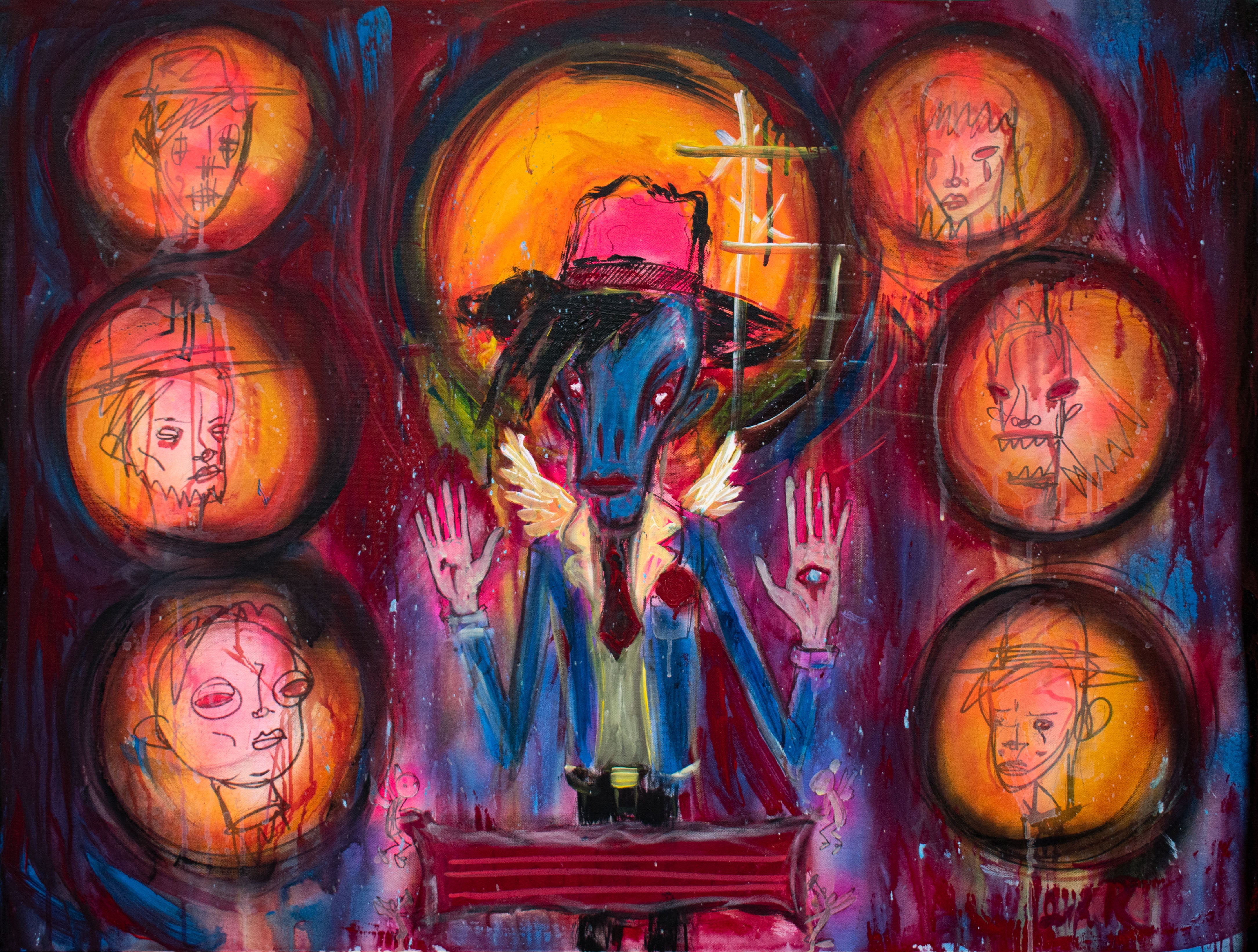 Acrylic Mixed Media 'PHILOSOPHER KING' - Acrylic and Mixed Media on Canvas Joseph Smolin