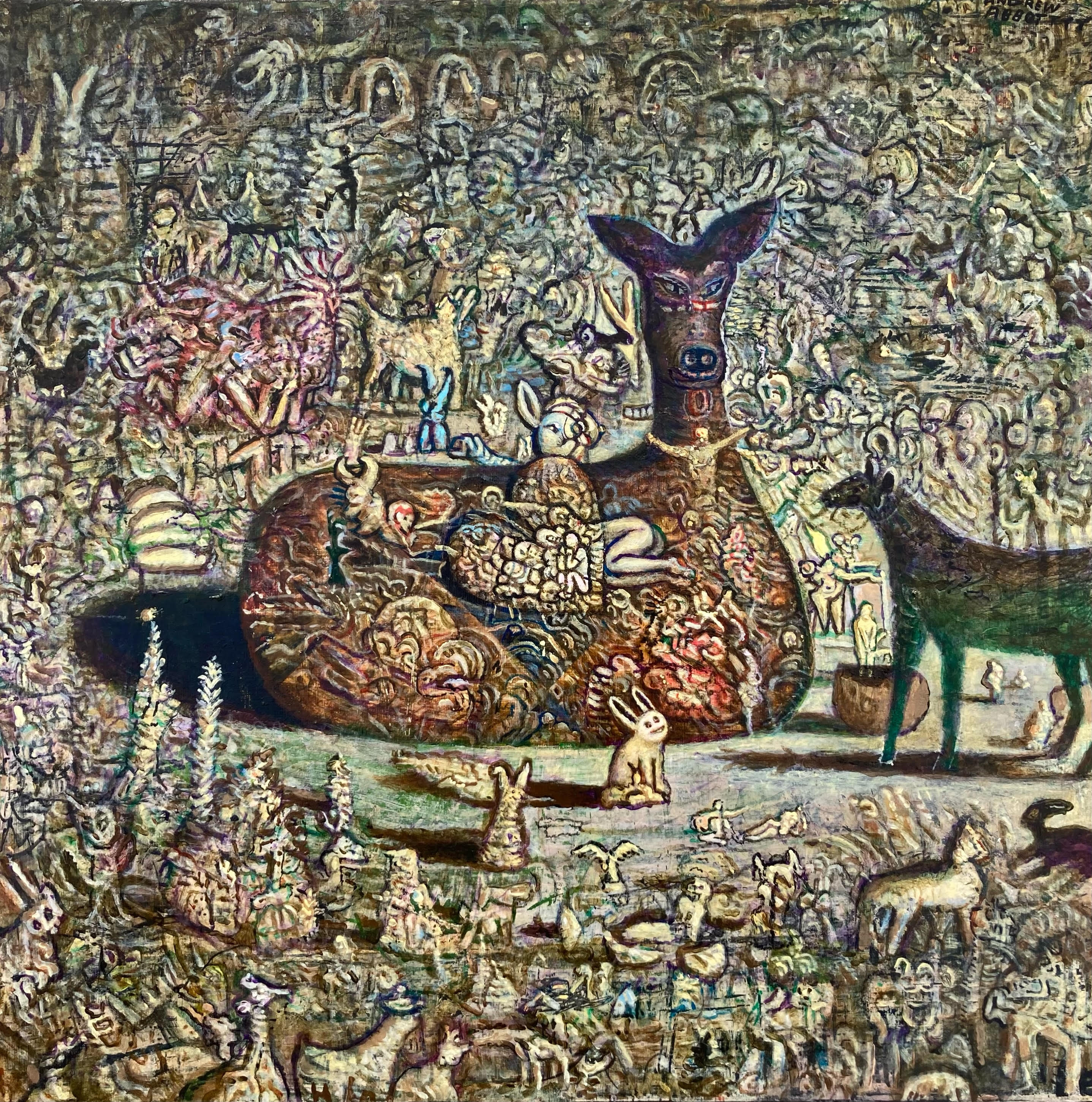 Acrylic Contemporary Landscape Painting Psychedelic Surrealism 'PSYCHEDELIC NATIVITY' - Acrylic on Canvas Andrew Abbott