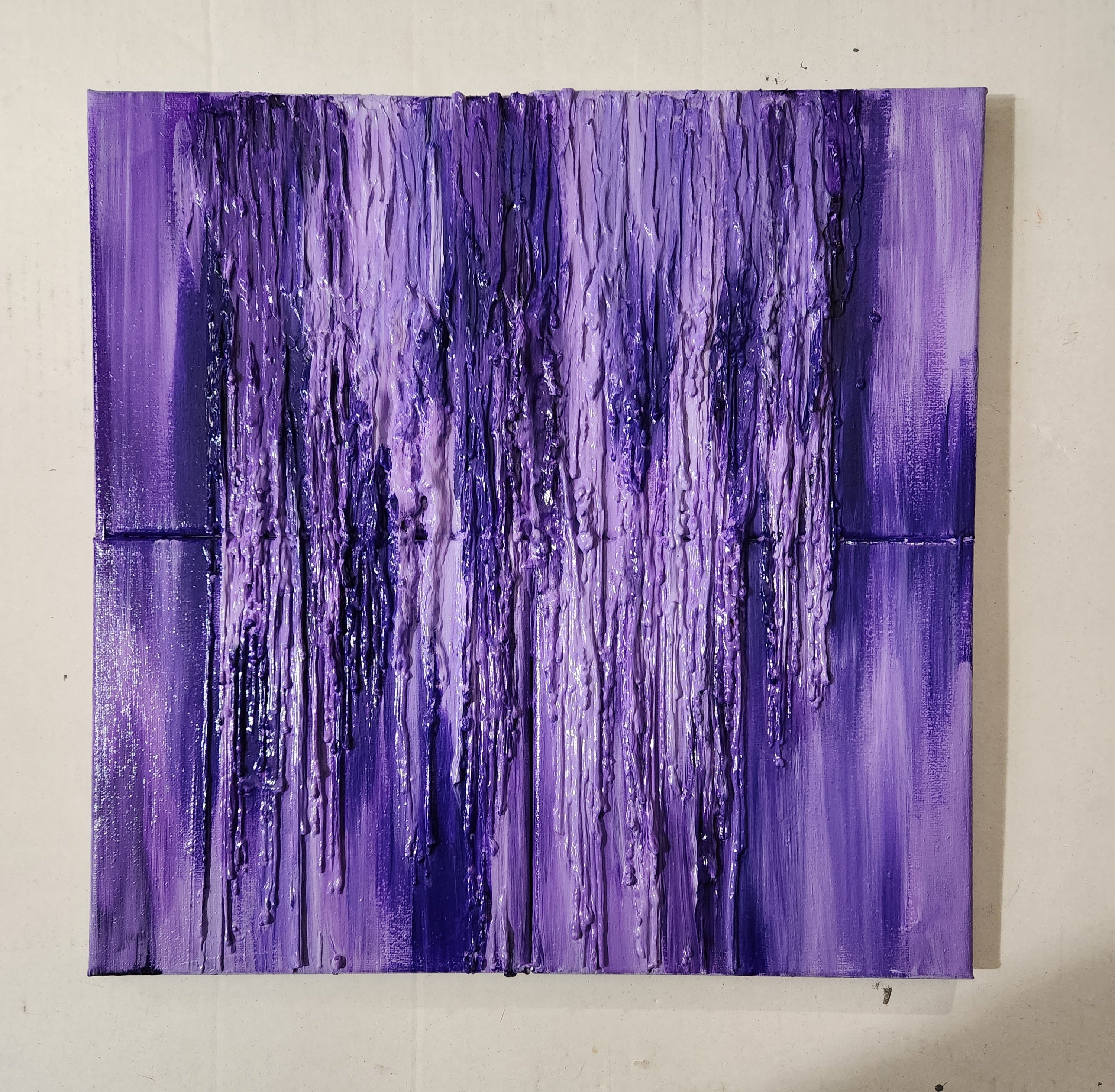 Abstract Acrylic Contemporary Painting 'PURPLES MELTING' Acrylic, Crayon, and Mixed Media on Canvas Ulani Curry