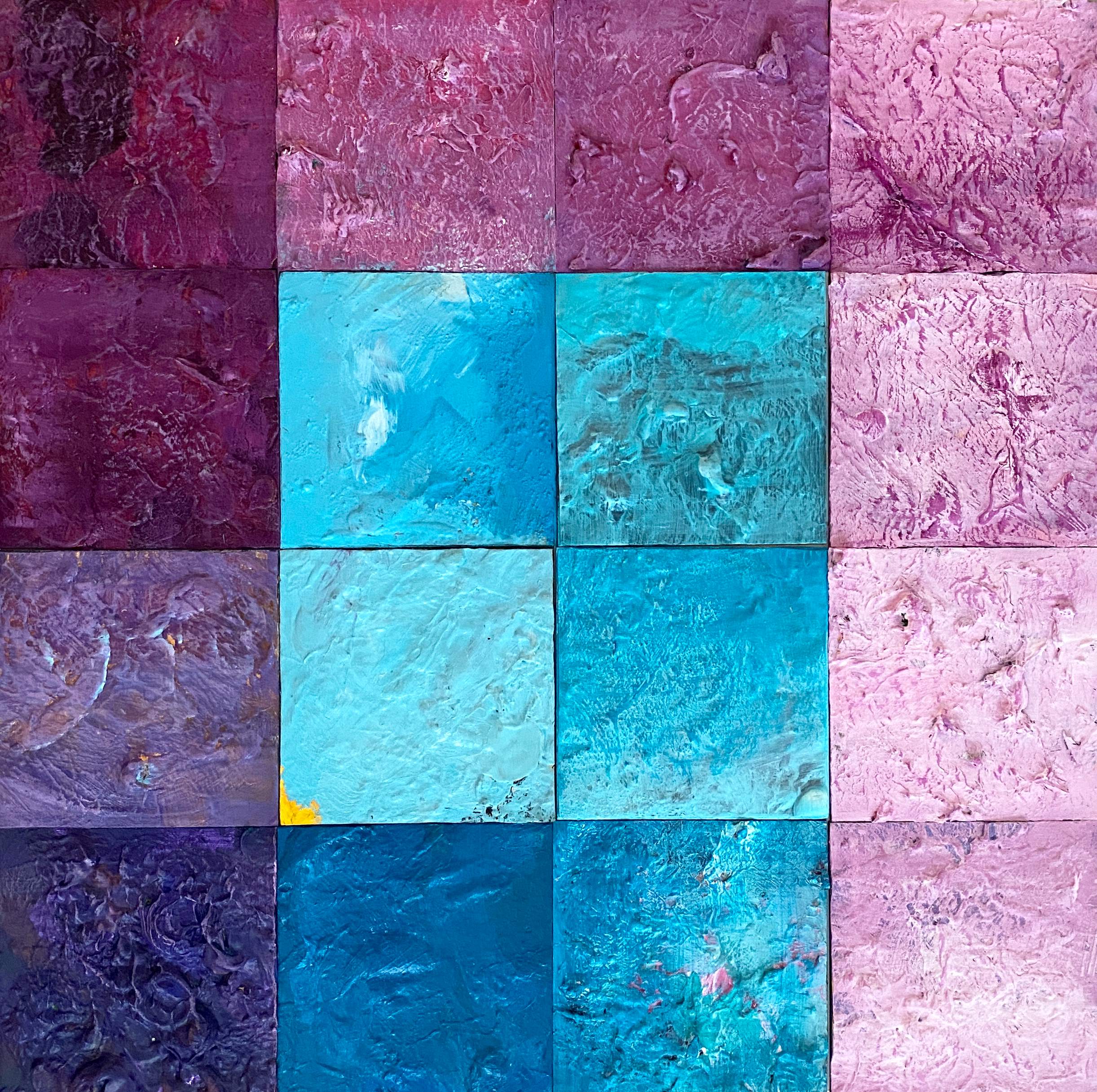 Abstract Acrylic Geometric Painting 'INFINITY 6594' - Acrylic Tiles on Wooden Board Brigitte Puschmann