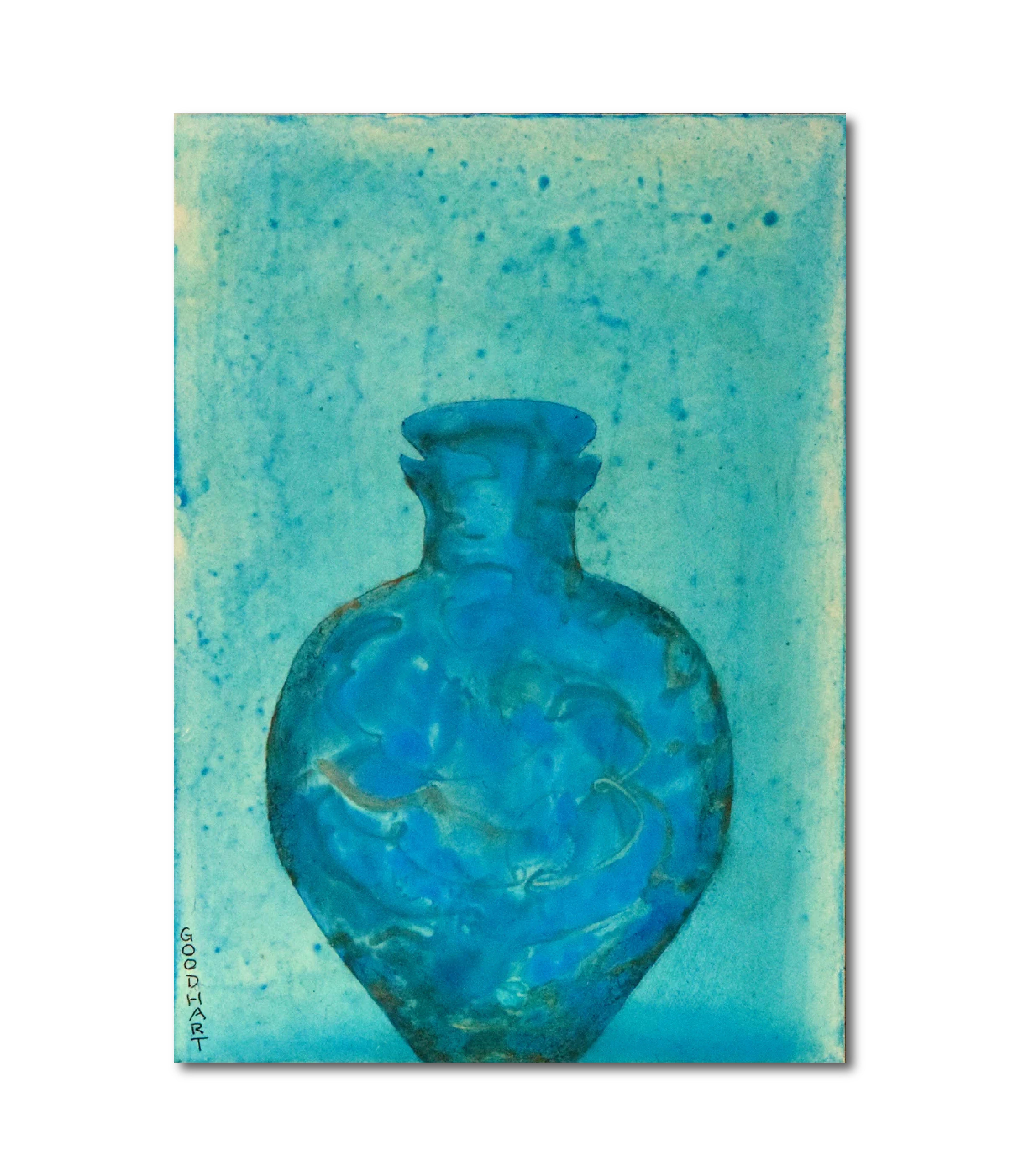 Figurative Ink Oil Watercolor 'RAIN AMPHORA' - Mixed Media on Panel Laurie Goodhart