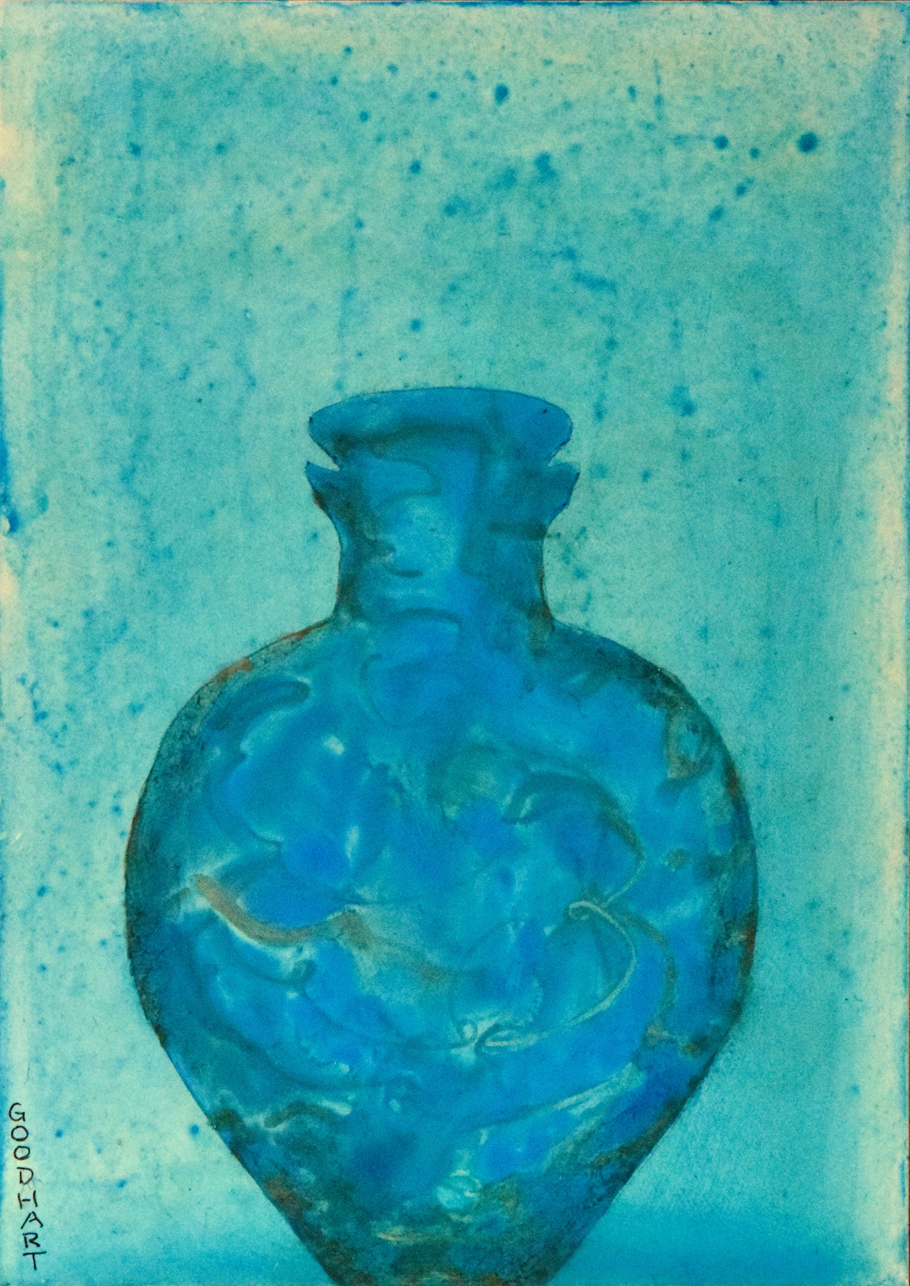 Figurative Ink Oil Watercolor 'RAIN AMPHORA' - Mixed Media on Panel Laurie Goodhart