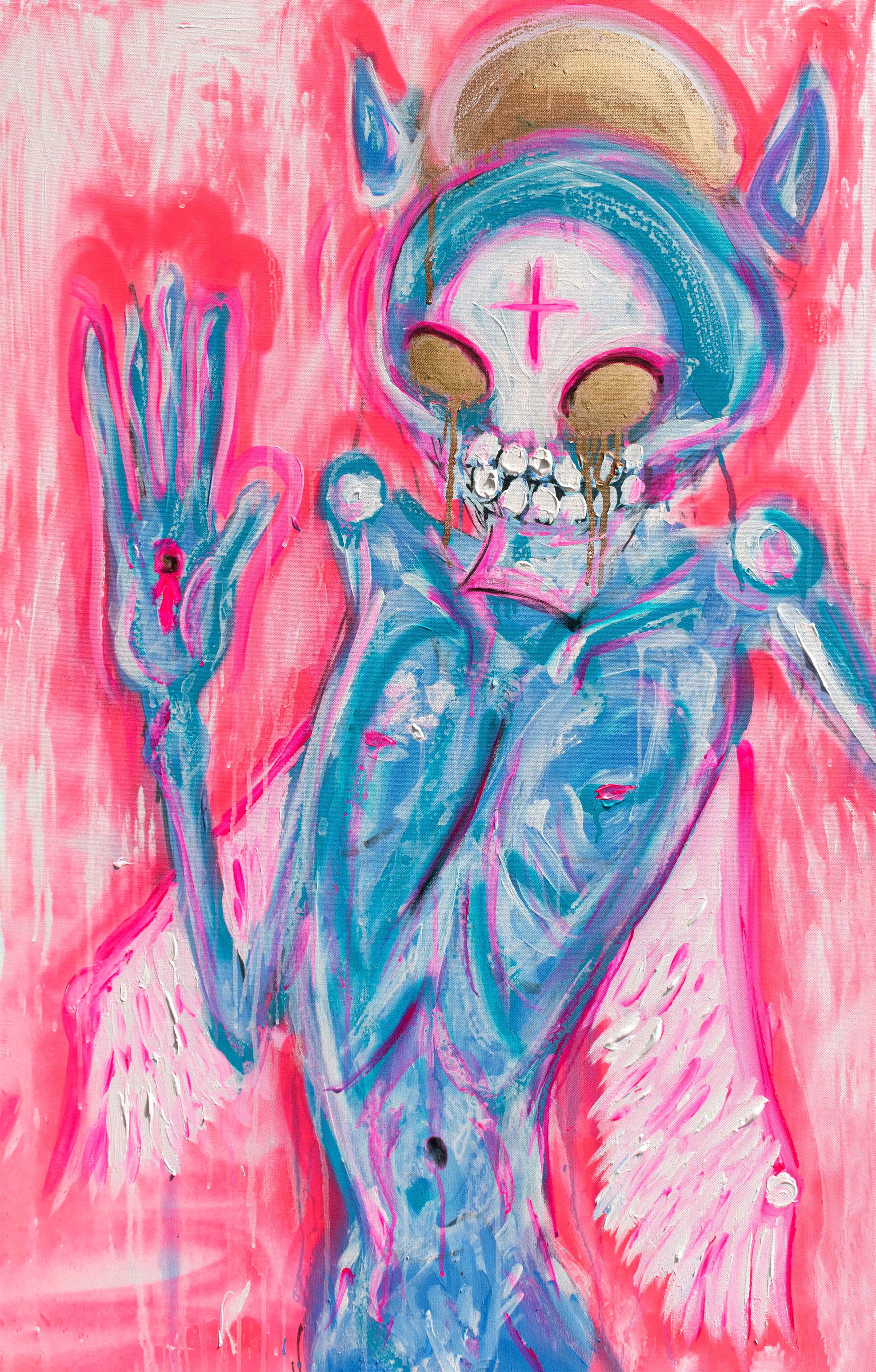 Acrylic Mixed Media 'REAL LIFE ANGEL' - Acrylic and Mixed Media on Canvas Joseph Smolin