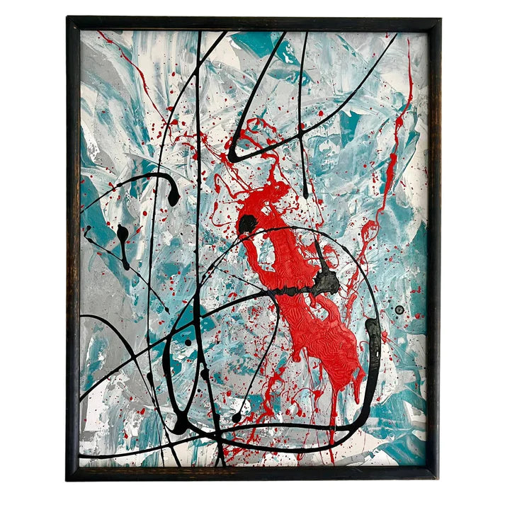 Abstract Painting 'RED WATER' - Original Framed Abstract Art Painting Sam Lewis