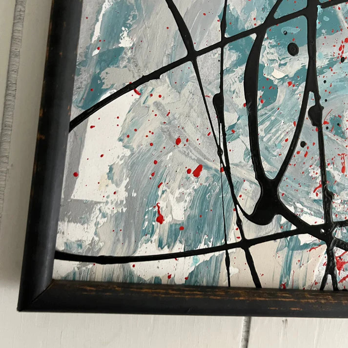 Abstract Painting 'RED WATER' - Original Framed Abstract Art Painting Sam Lewis
