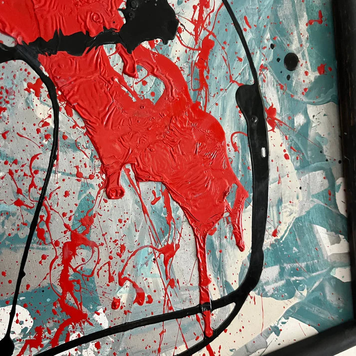 Abstract Painting 'RED WATER' - Original Framed Abstract Art Painting Sam Lewis