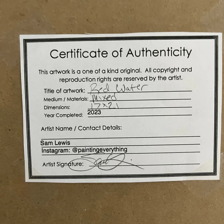 Abstract Painting 'RED WATER' - Original Framed Abstract Art Painting Sam Lewis