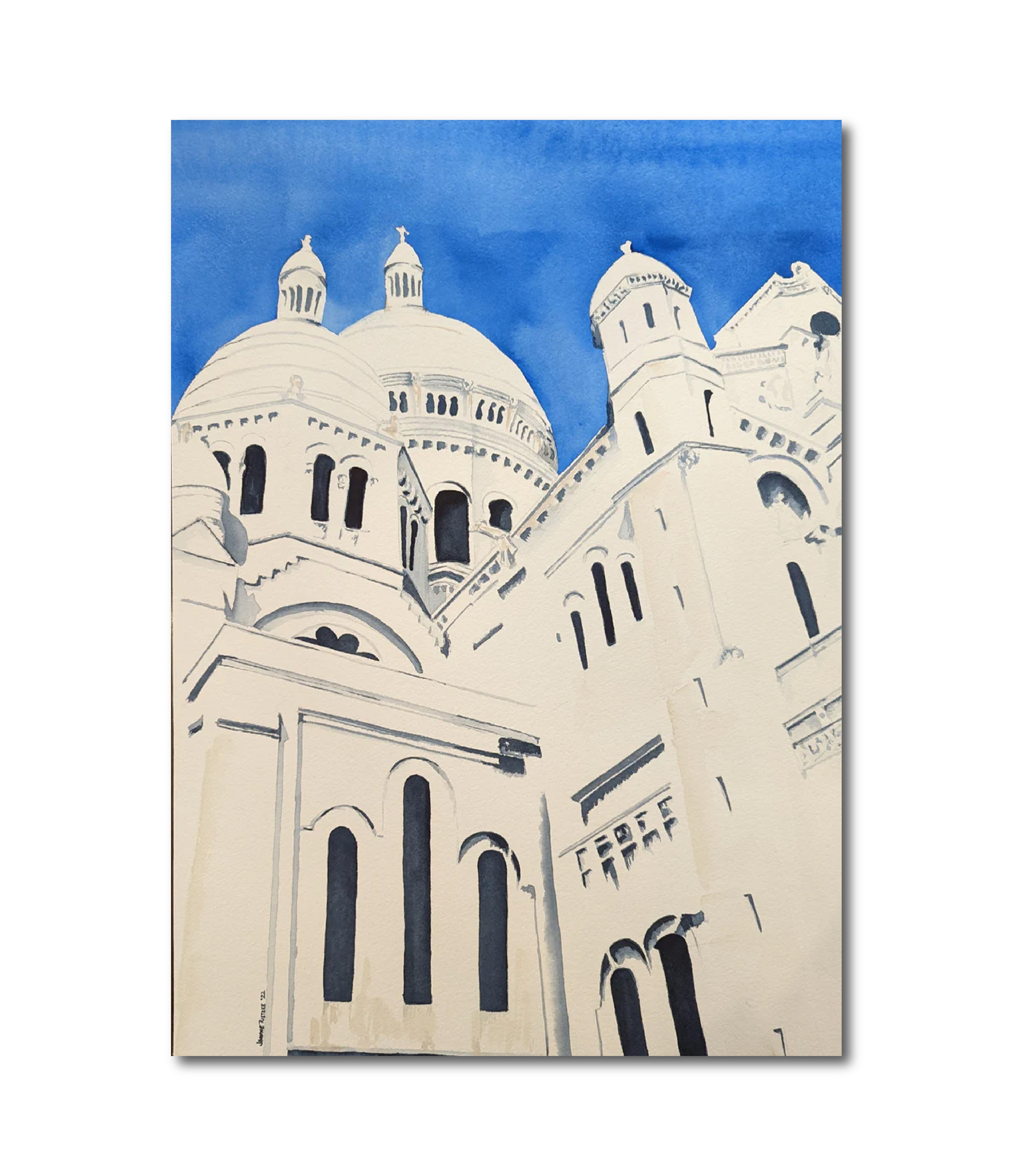 Contemporary Watercolor Sacre Coeur On A Cloudless Day Jeanne McIntosh Rietzke