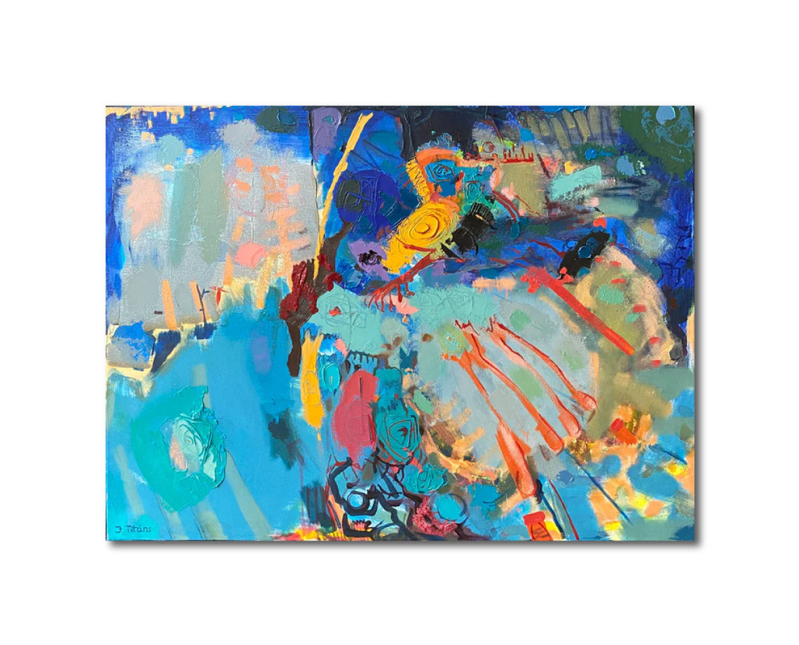 Oil 'SEVEN WORLDS' - Oil on Canvas Janis Titans