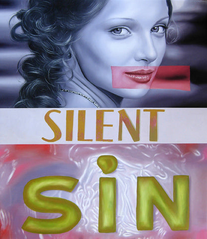 Contemporary 'SILENT SIN' - Oil on Canvas Jan Bollaert