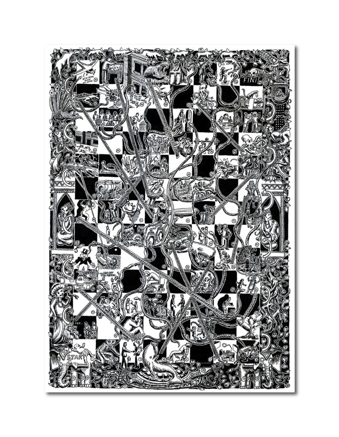 Ink 'SNAKES AND LADDERS' - Pen and Ink Joseph Reyes