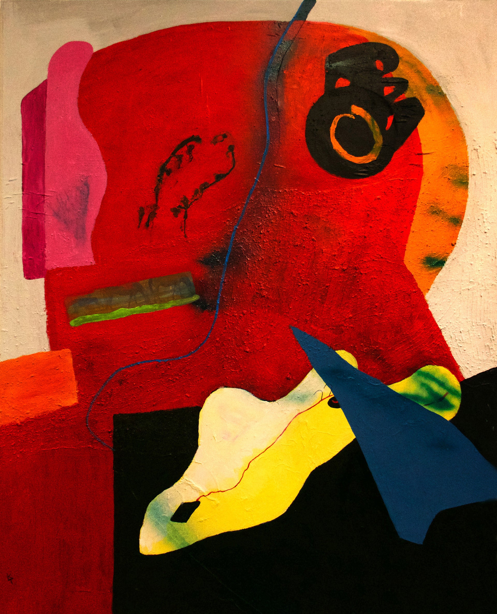 Acrylic Collage Ink Oil 'SARDINIA' - Acrylic, Ink, Collage, Oil Stick on Canvas Karin Batten