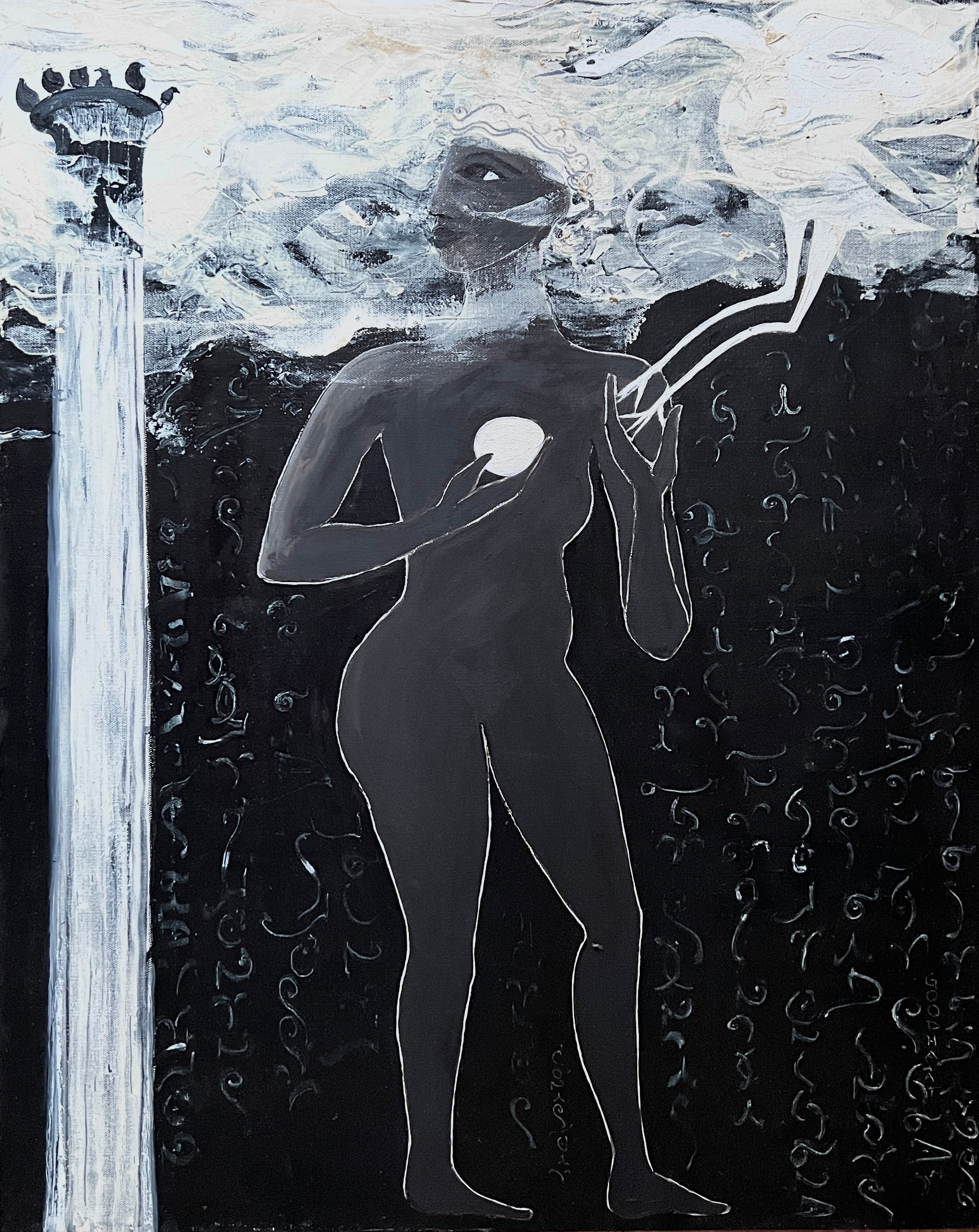 Figurative Oil 'SELENE AND APHRODITE DISCUSS THE GROWING SEASON' - Oil on Canvas Laurie Goodhart