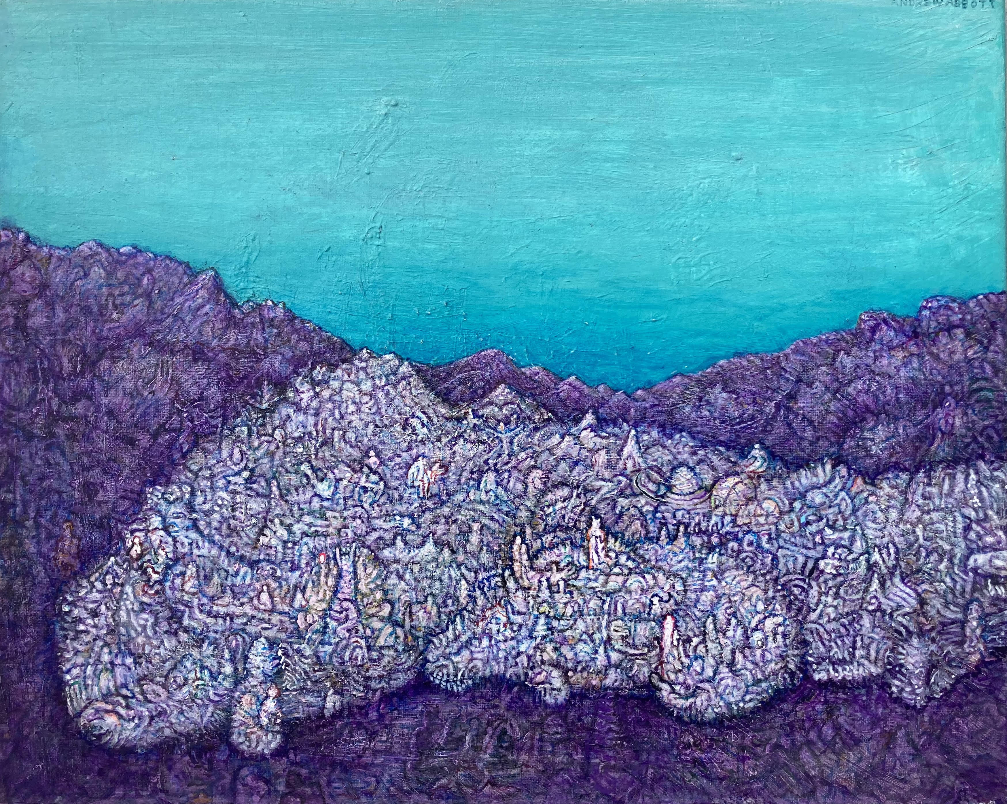 Acrylic Contemporary Landscape Painting Psychedelic Surrealism 'SPANISH BAROQUE PAINTING BOTCHED BY AMATEUR RESTORATION' - Acrylic on Canvas Andrew Abbott