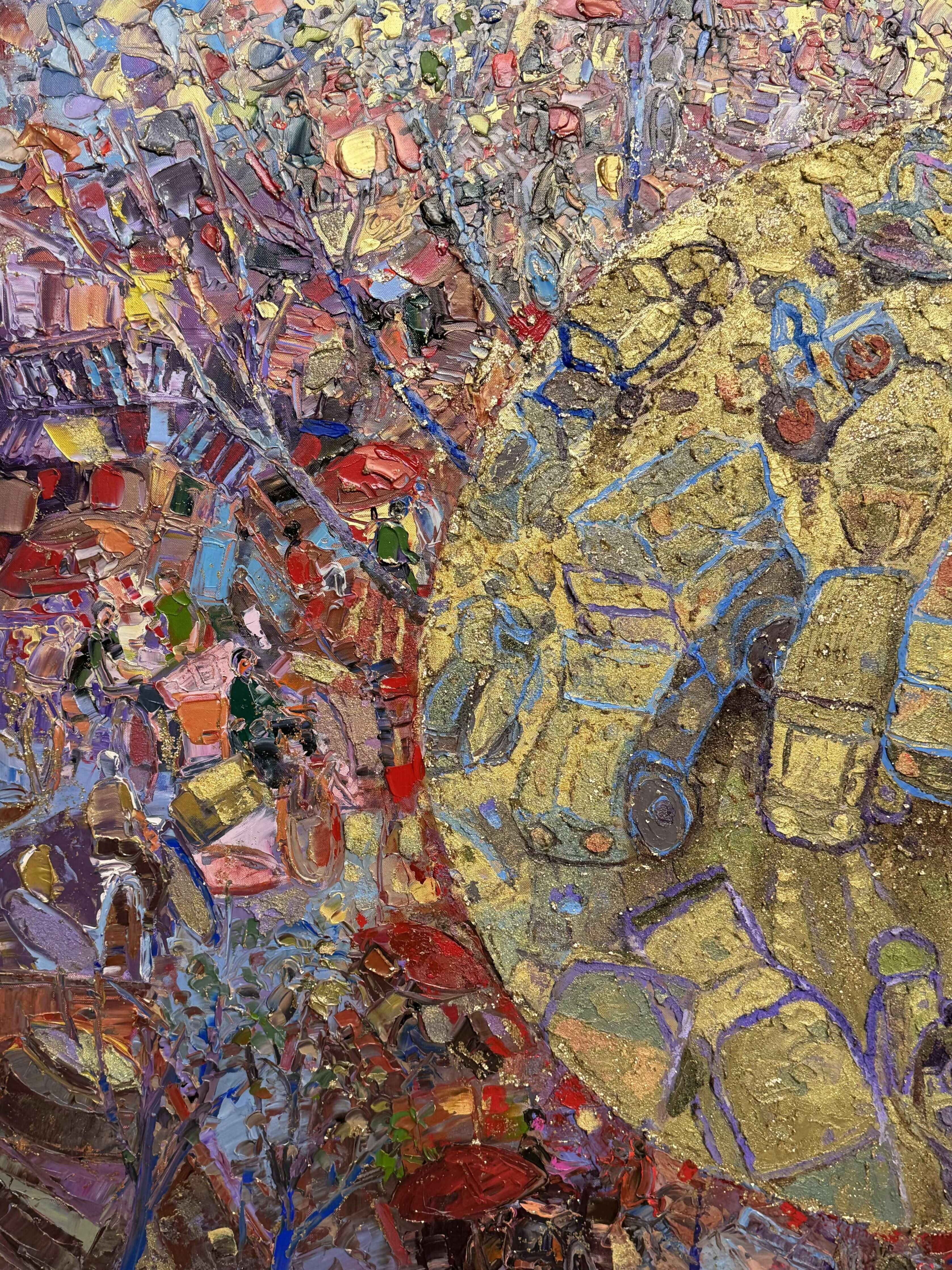 Abstract Acrylic Art Cityscape Contemporary Expressionist Landscape Painting Visionary Delhi-06 TEJINDER KANDA