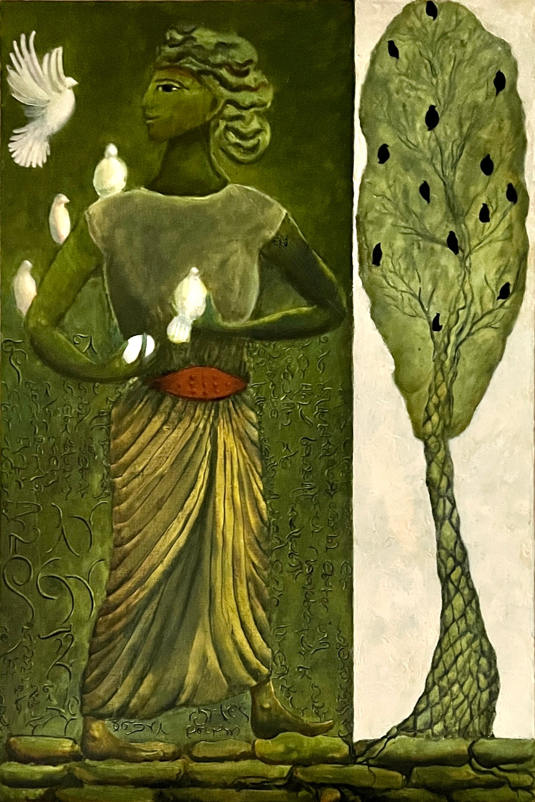 Figurative Oil 'STARLINGS AND DOVES' - Oil on Canvas Laurie Goodhart