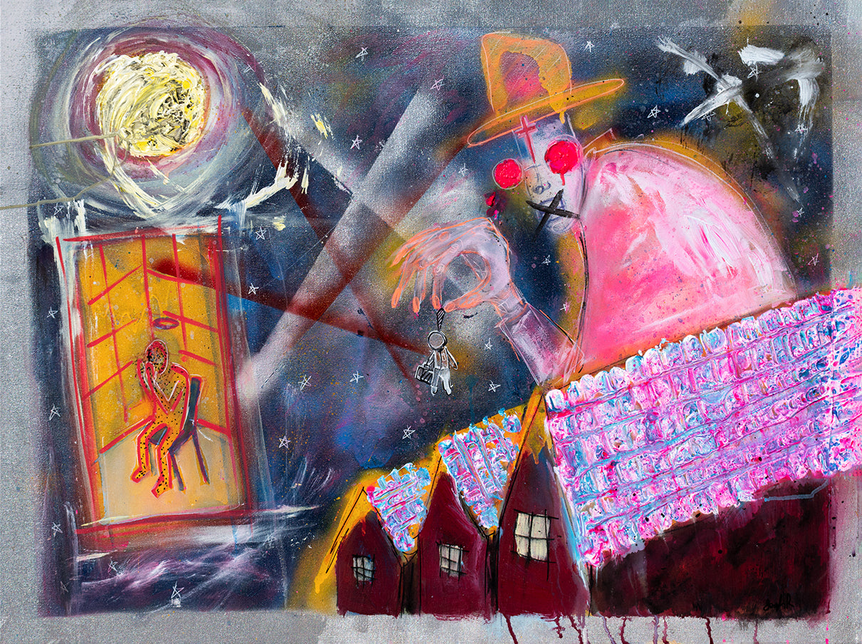 Acrylic Mixed Media 'STARRY NIGHT 2' - Acrylic and Mixed Media on Canvas Joseph Smolin