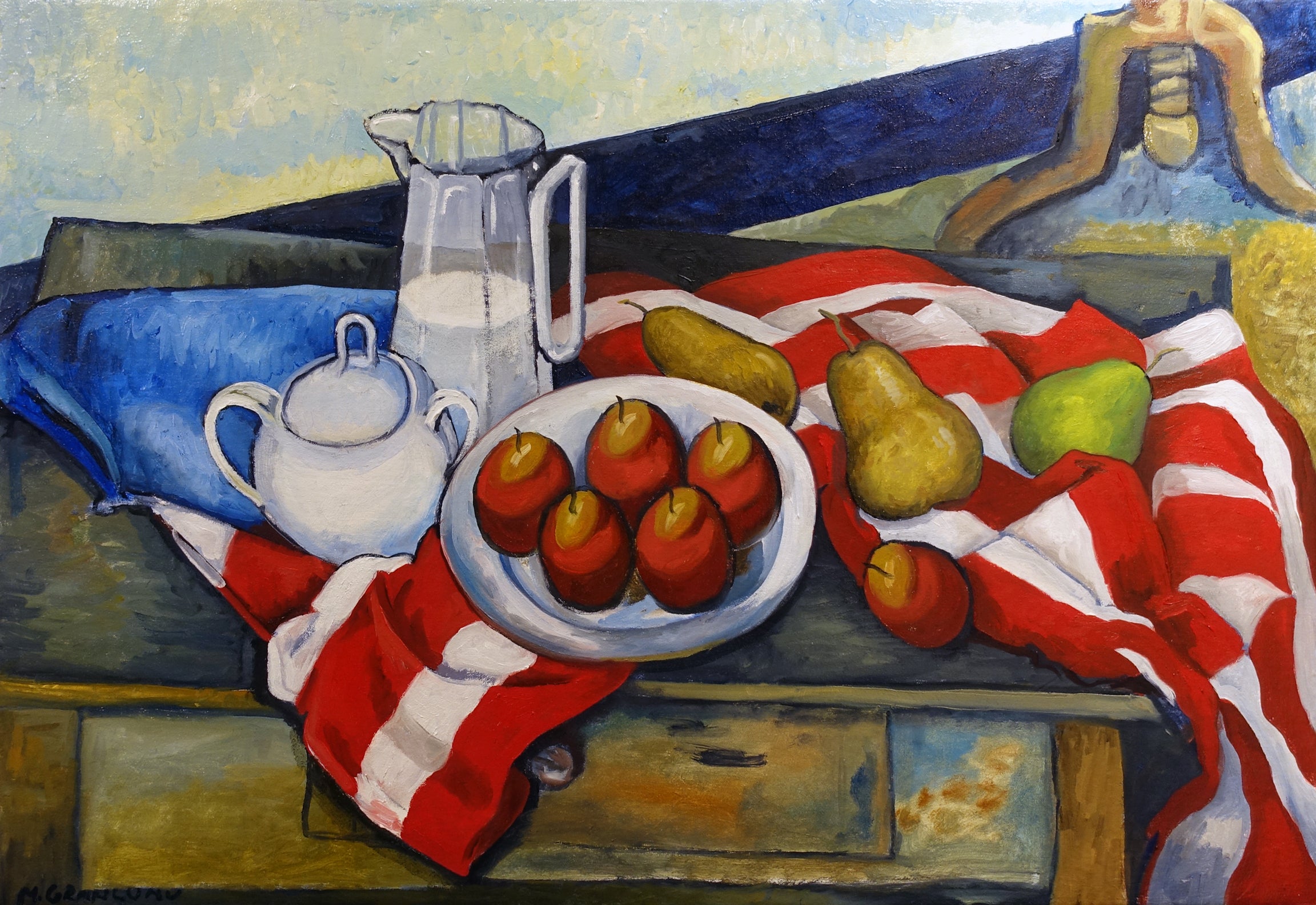 Oil Paint Still Life 'STILL LIFE WITH FLAG' - Oil Paint on Canvas Mark Granlund