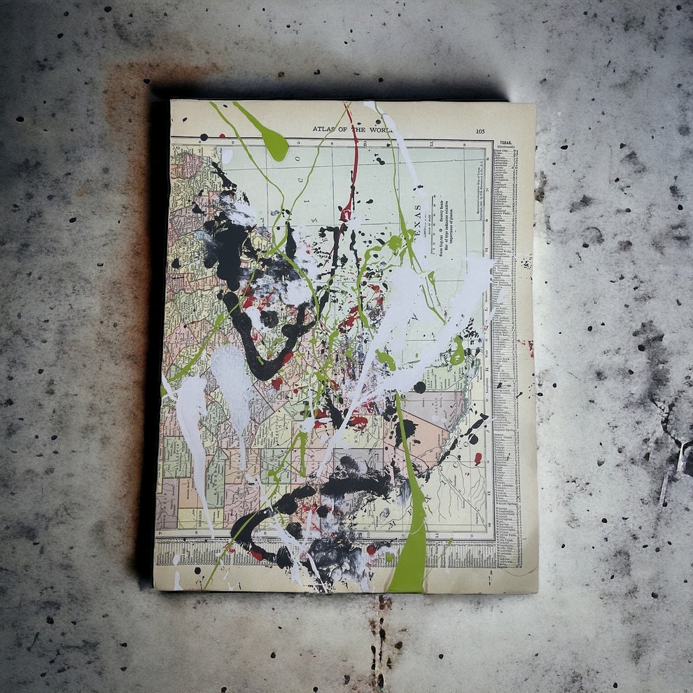 Abstract Mixed Media Painting 'TEXAS WANDERLUST SIGNED #3' - Abstract Mixed Media Art Painting Sam Lewis