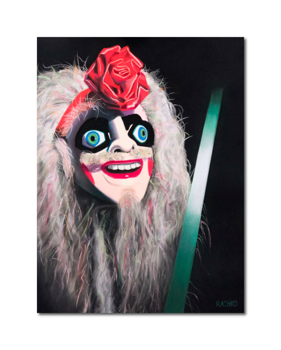 Acrylic Expressionist Figurative Painting Surrealism "THE CHAMP - BOLIVIANOS" Soft Pastel on Sandpaper Barbara Rachko