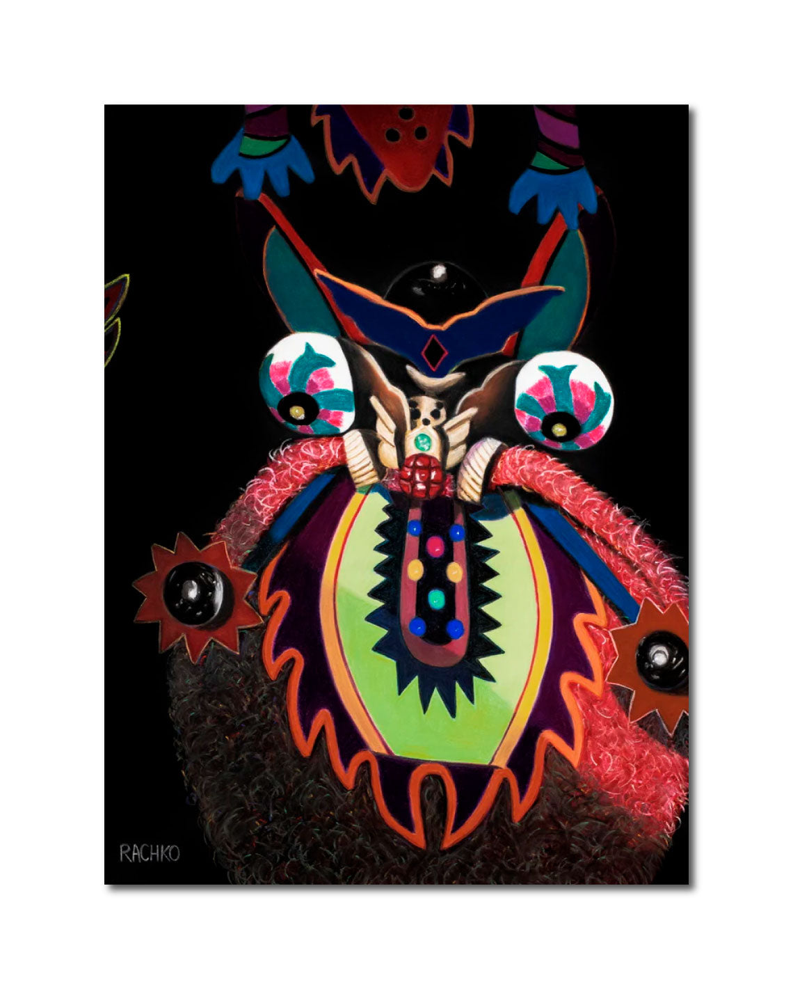 Acrylic Expressionist Figurative Painting Surrealism "THE ENIGMA - BOLIVIANOS" Soft Pastel on Sandpaper Barbara Rachko