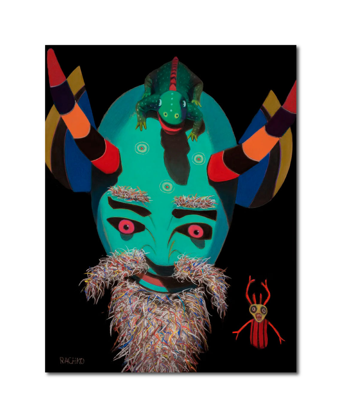 Acrylic Expressionist Figurative Painting Surrealism "THE MENTALIST - BOLIVIANOS" Soft Pastel on Sandpaper Barbara Rachko