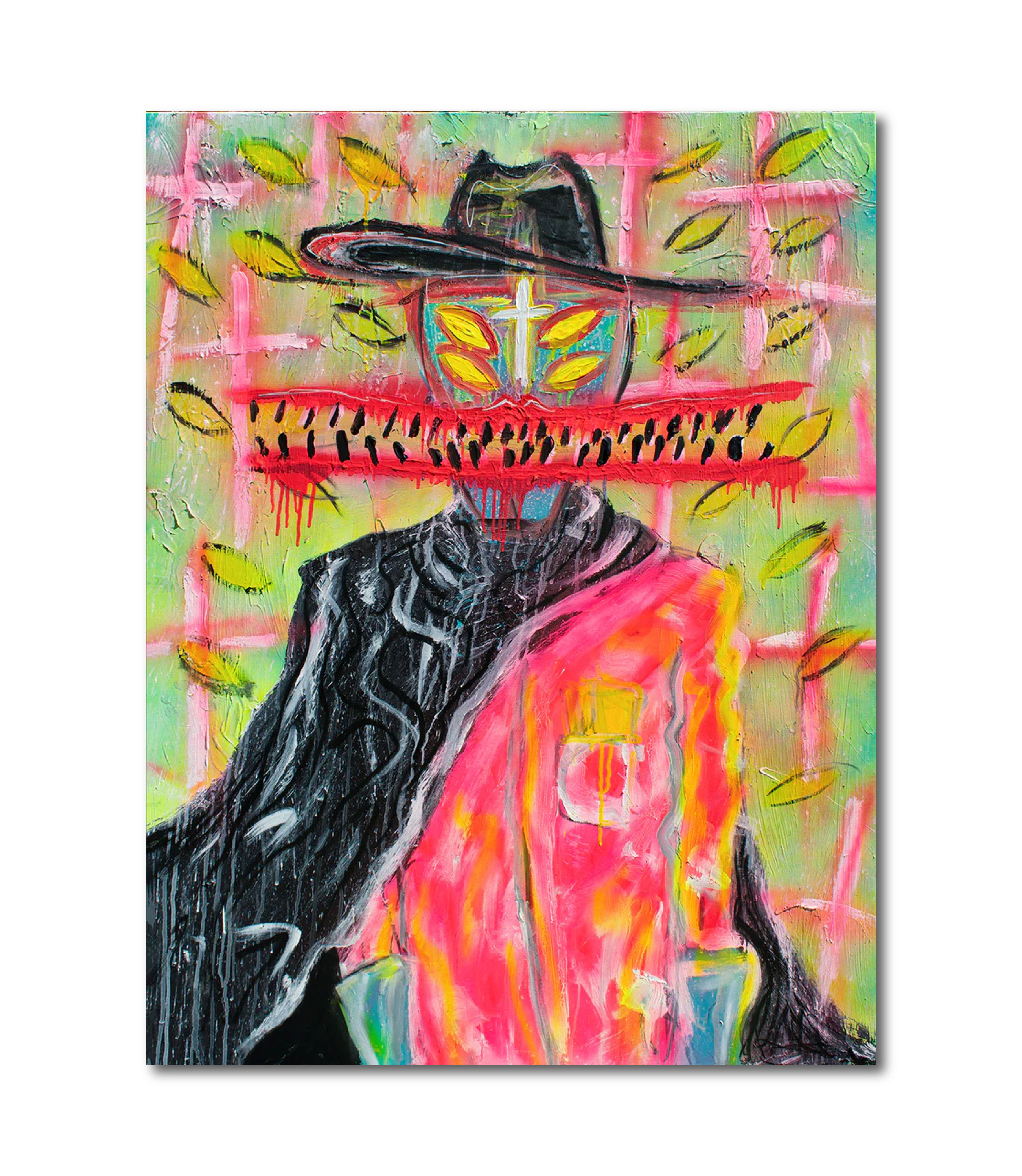 Acrylic Mixed Media 'THE COWBOY' - Acrylic and Mixed Media on Canvas Joseph Smolin