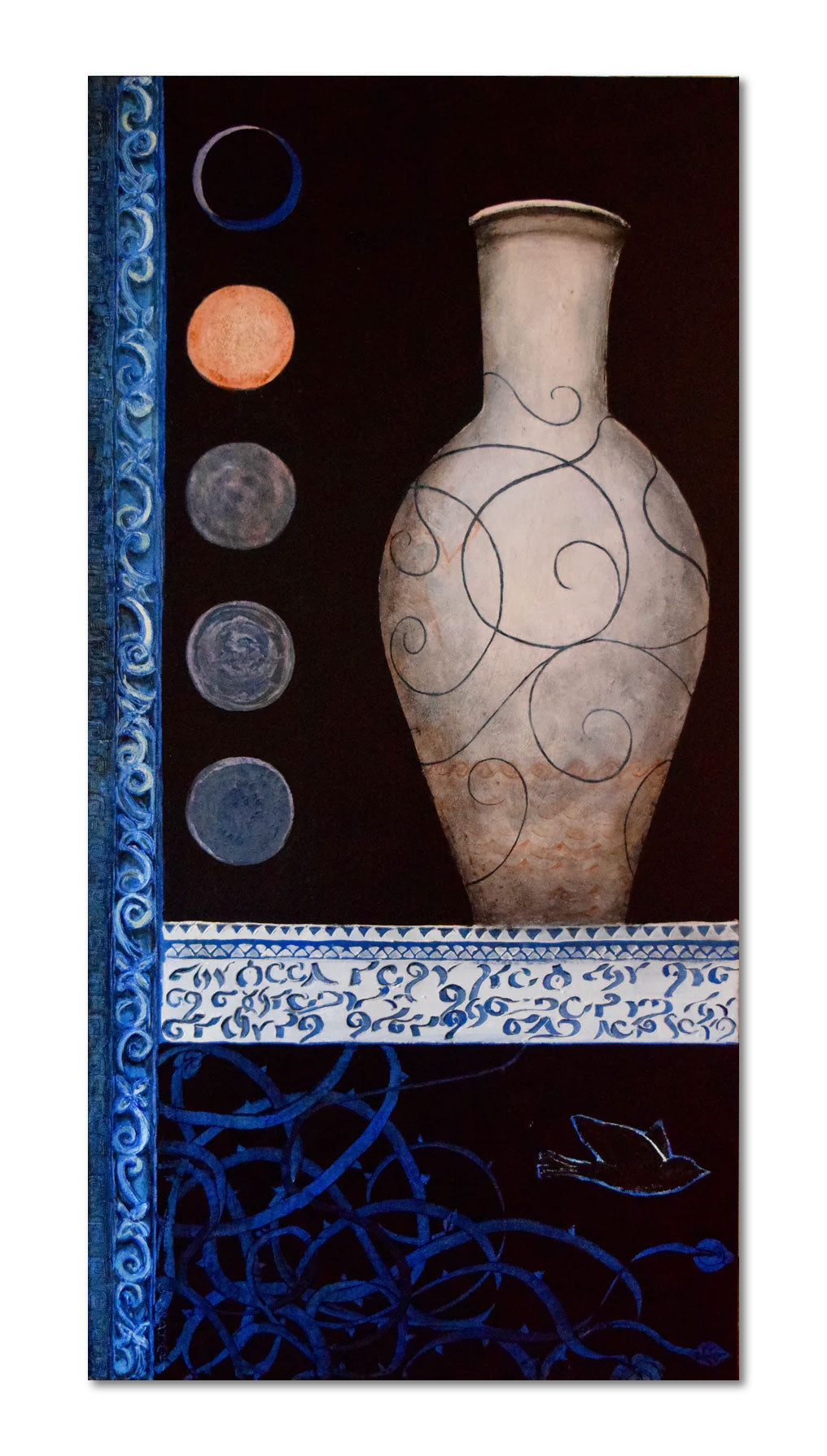 Figurative Oil 'THE MOON ROSE FROM THE SEA' - Oil on Canvas Laurie Goodhart