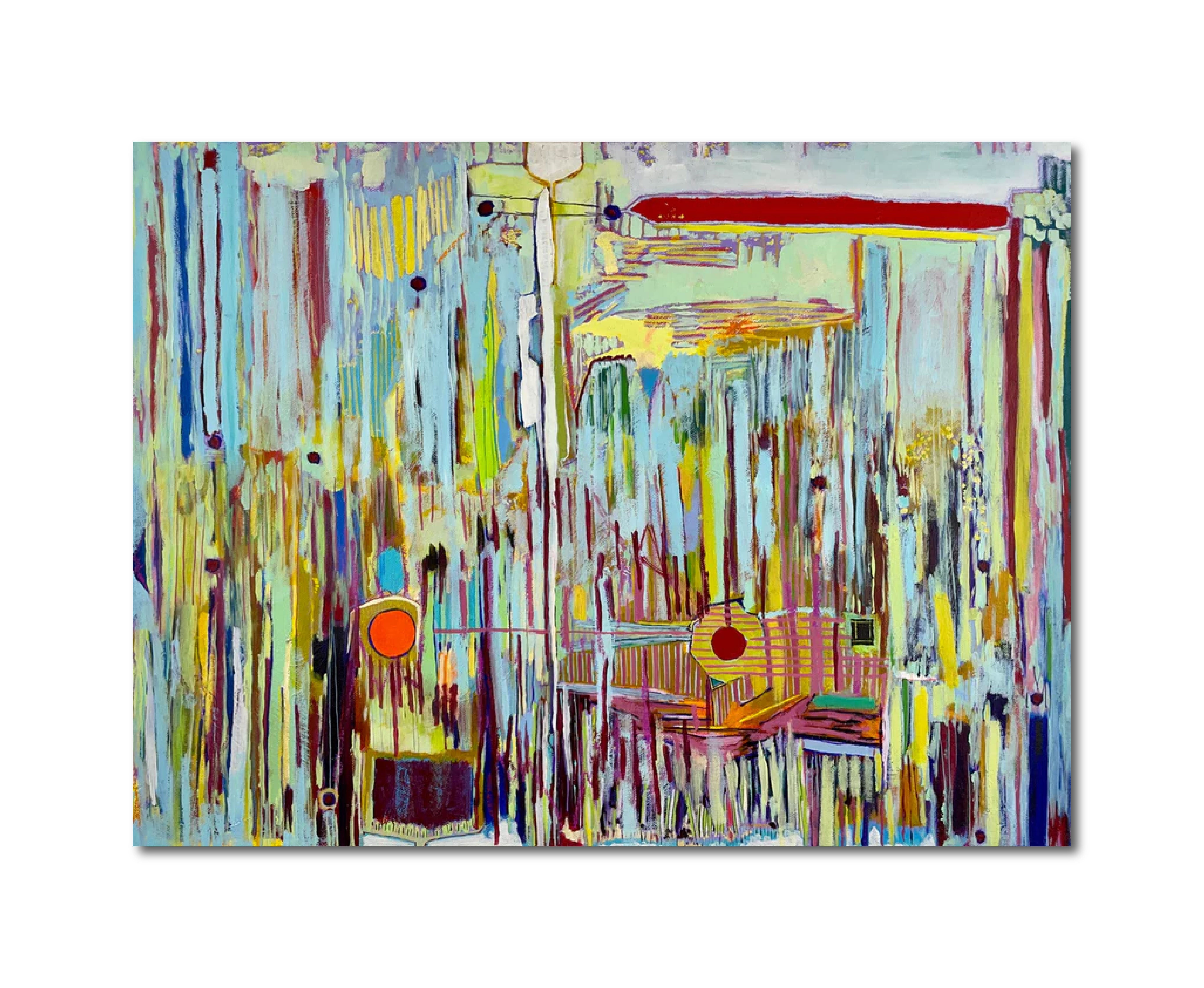 Acrylic Pastels Pencil 'THIS MOMENT' - Acrylic, Pastel, and Colored Pencil on Canvas Derek Des Islets