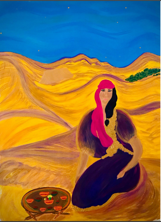 Contemporary Figurative 'TEA TIME IN A MAGIC LAND' - Acrylic on canvas, varnish Elena Suprema
