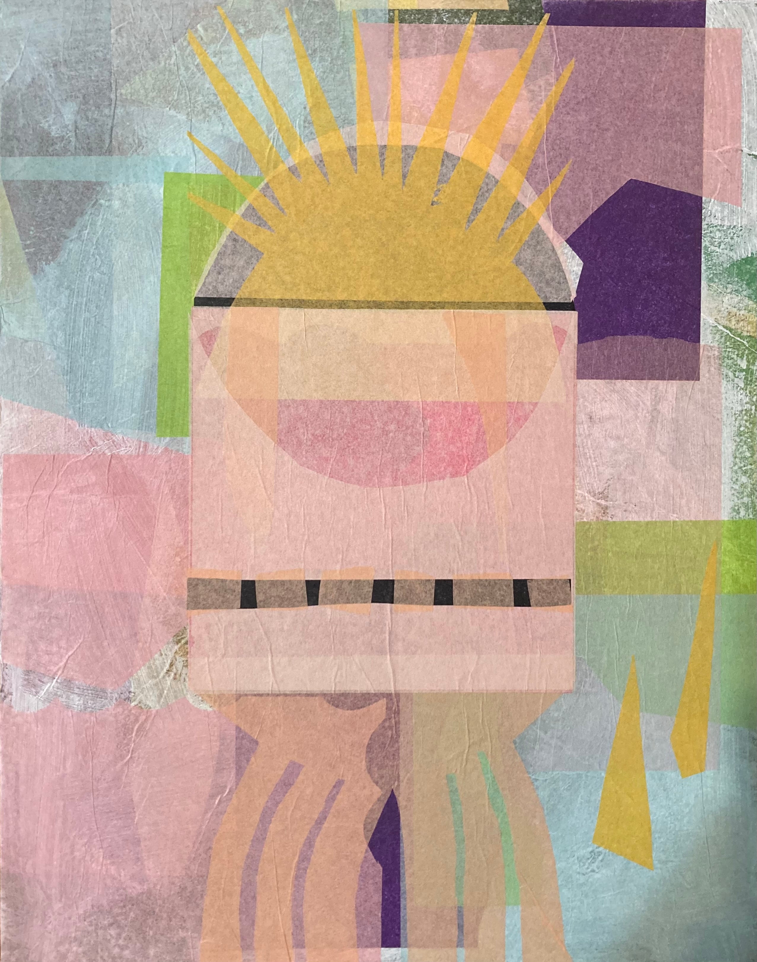 Abstract Geometric Painting 'TEMPLE' Mixed Media on Wood Panel Rene Vasquez