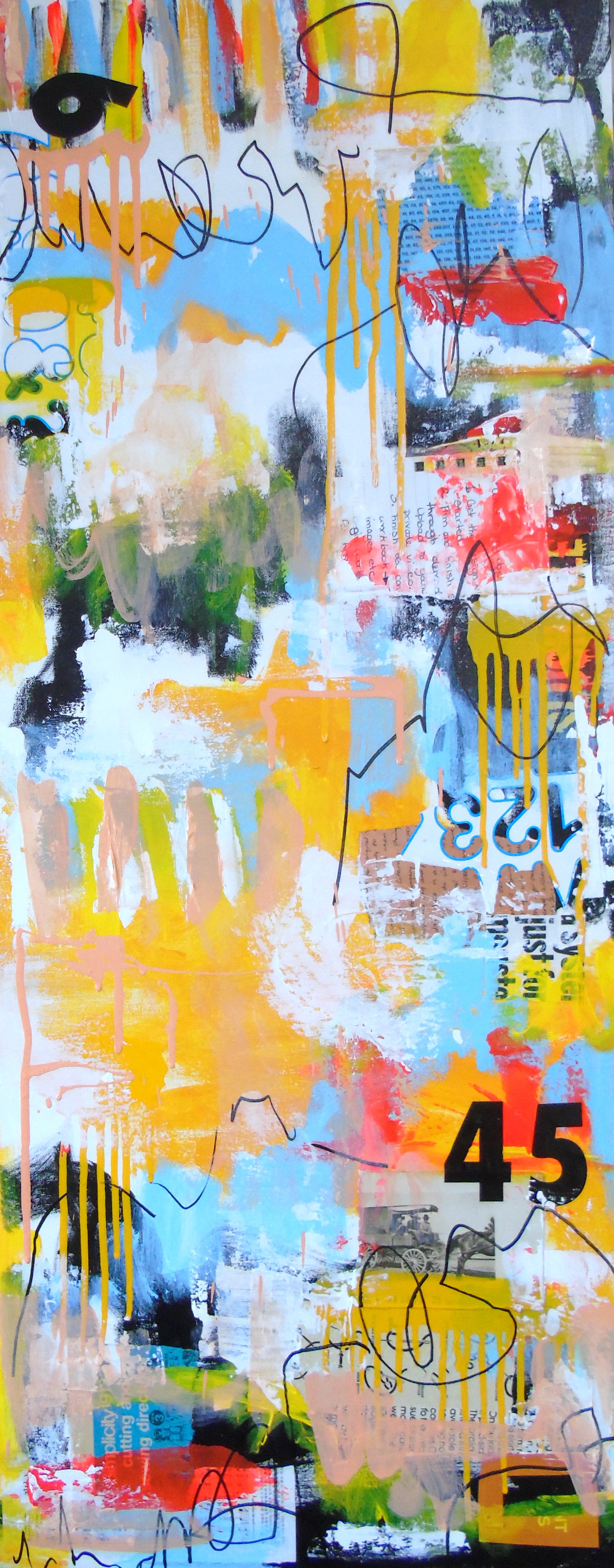Acrylic Collage Contemporary Expressionist Painting 'THE DAWNING OF THE AGE OF HILARIOUS' Lorette C. Luzajic